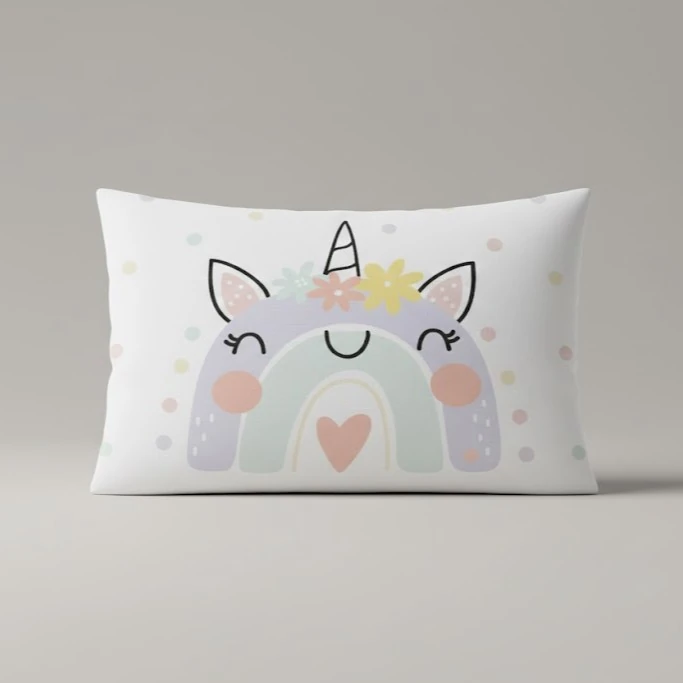 Gökkuşağı Unicorn Yastık Kılıfı
