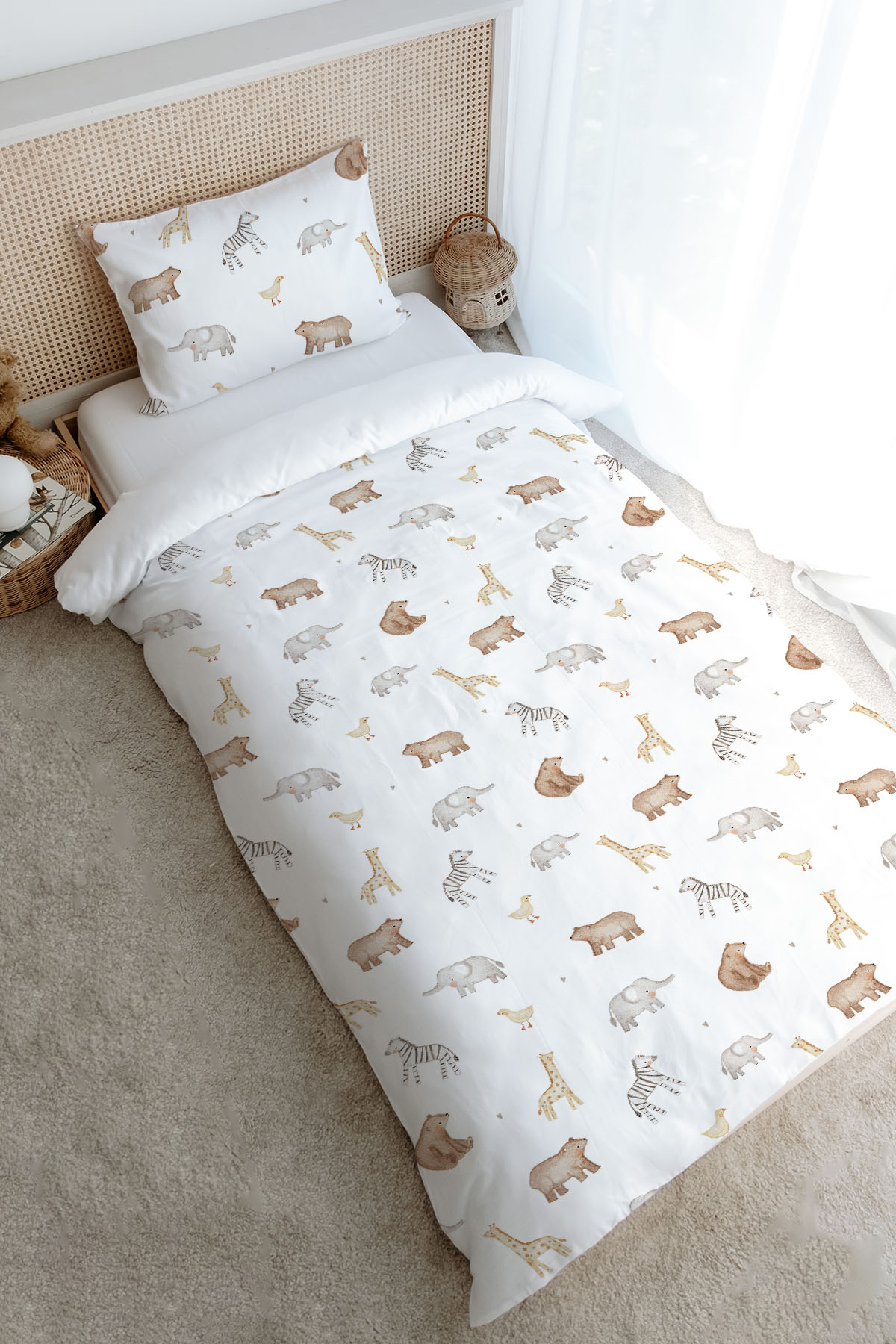 Tek Kişilik Nevresim Takımı (160x220) - Pureline Series - Cute Animals