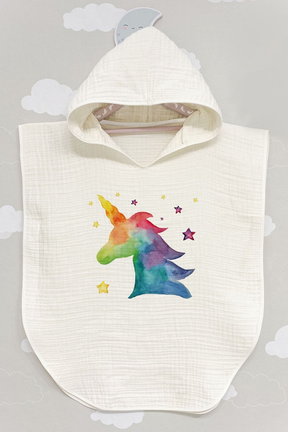 4 Kat Müslin Panço - For Baby Serisi - Suluboya Unicorn