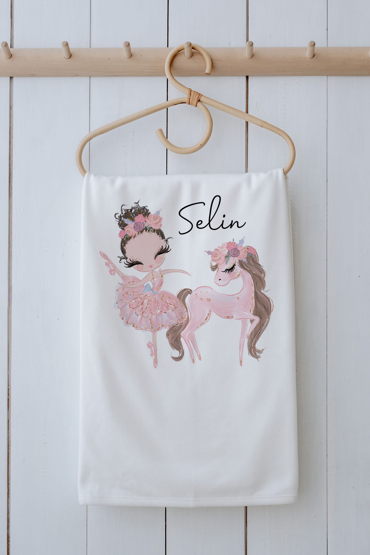 Organik Battaniye - For Baby - Pembe Tütülü Balerin ve Unicorn