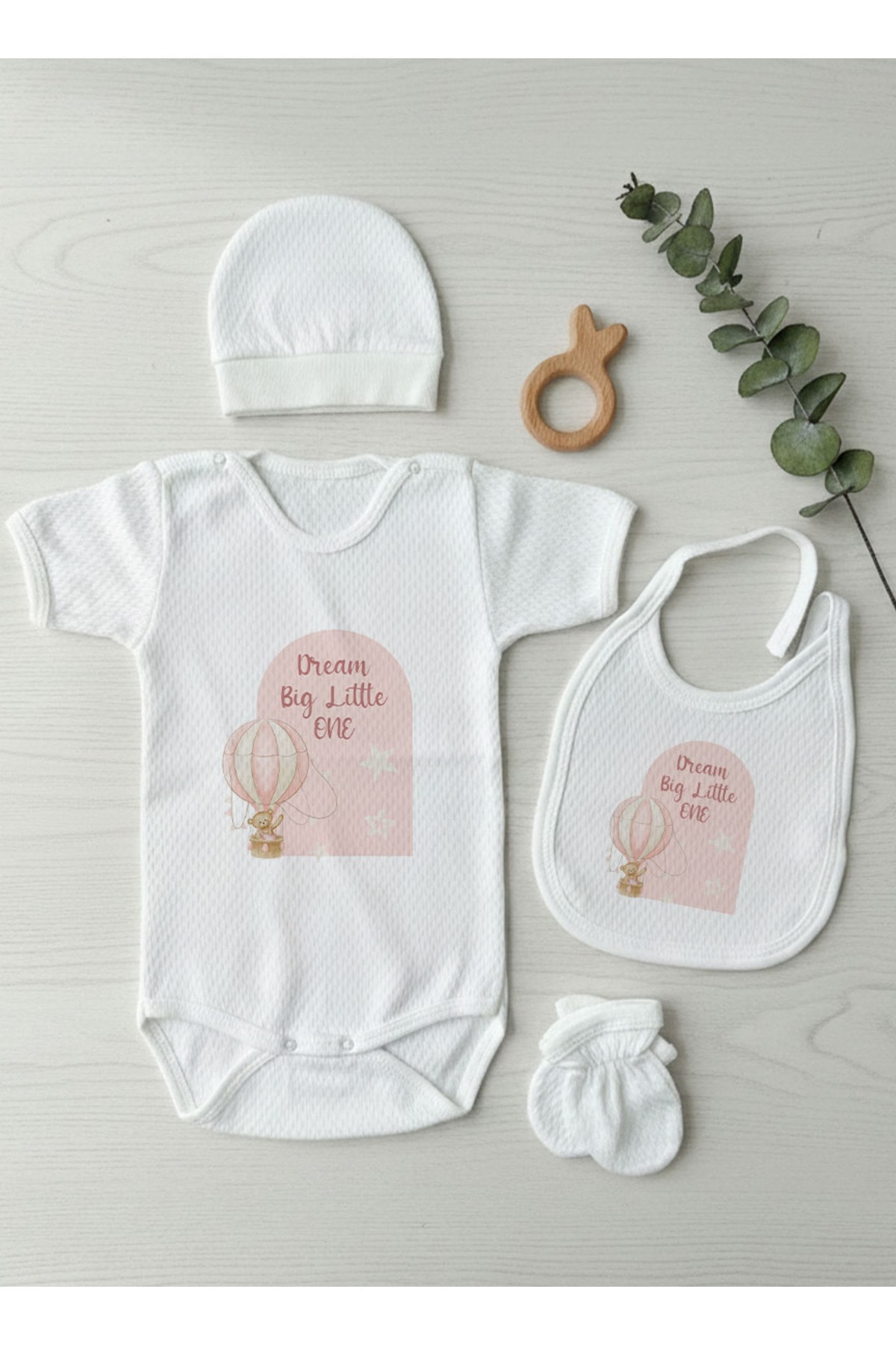 Jakarlı Body Seti - For Baby - Pembe Balonda Ayı
