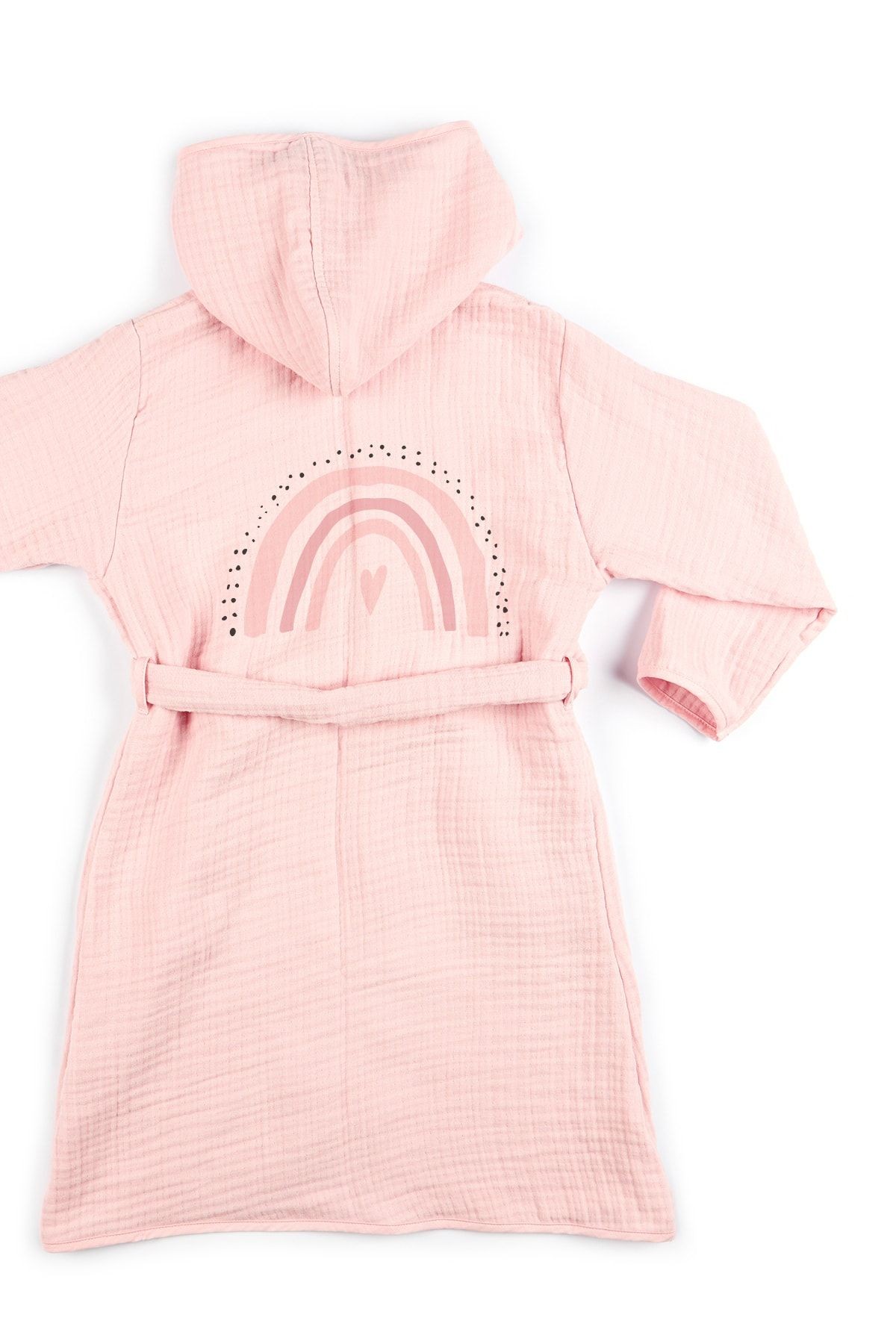 4 Kat Müslin Bornoz - Policolor Serisi - Bow - toz pembe