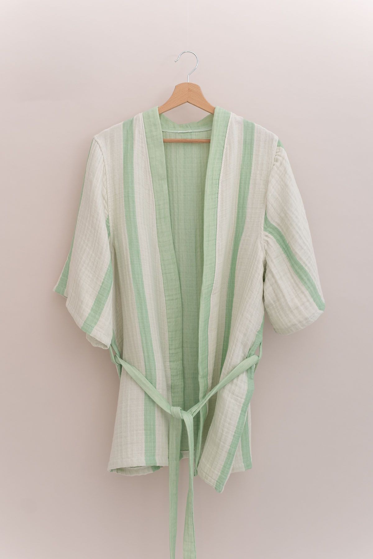 4 Kat Müslin Kimono - Yeşil