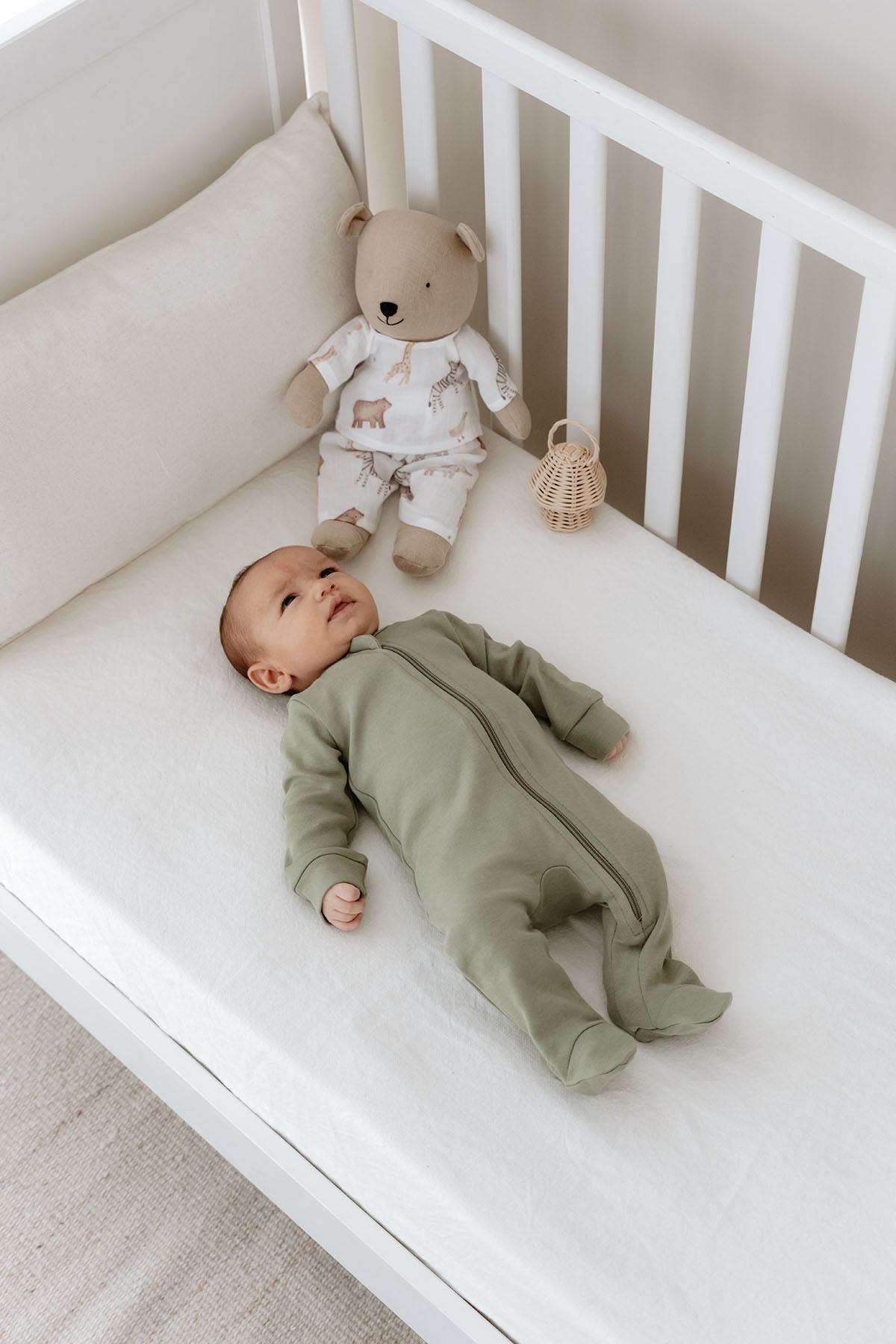 Fermuarlı Patikli Bebek Tulumu - Pureline Series - Haki