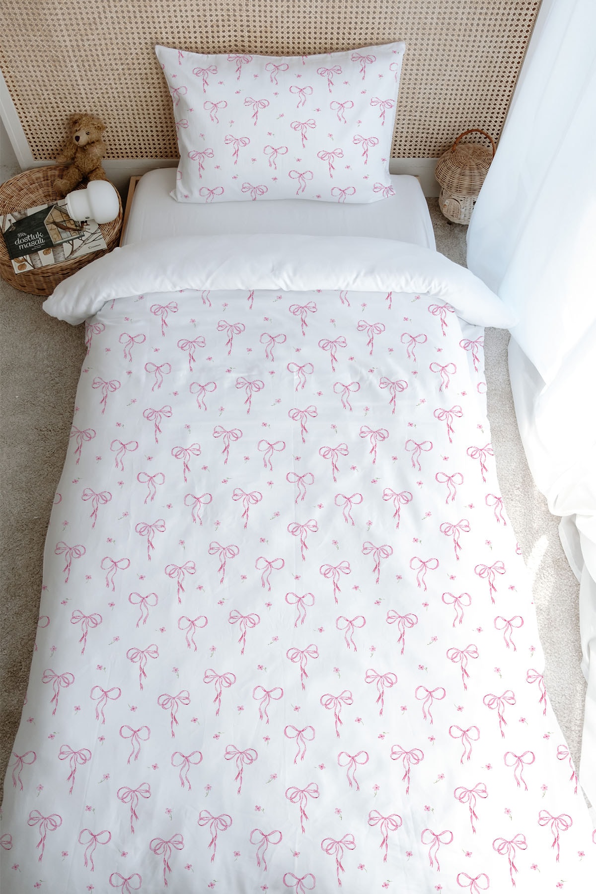 Tek Kişilik Nevresim Takımı (160x220) - Pureline Series - Dainty Bows
