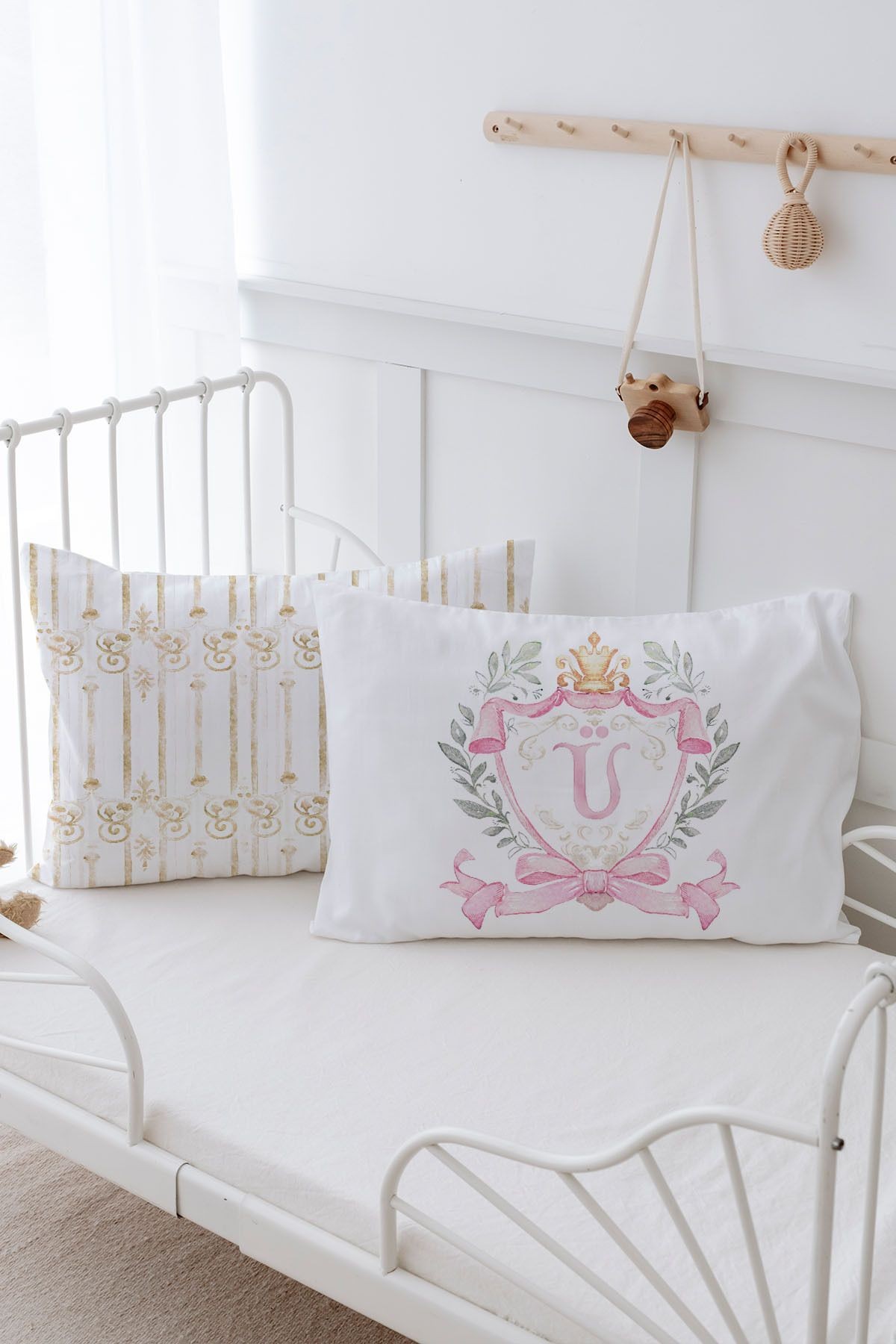 2'li Yastık Kılıfı  Pink Royal Series - Ü Harfi