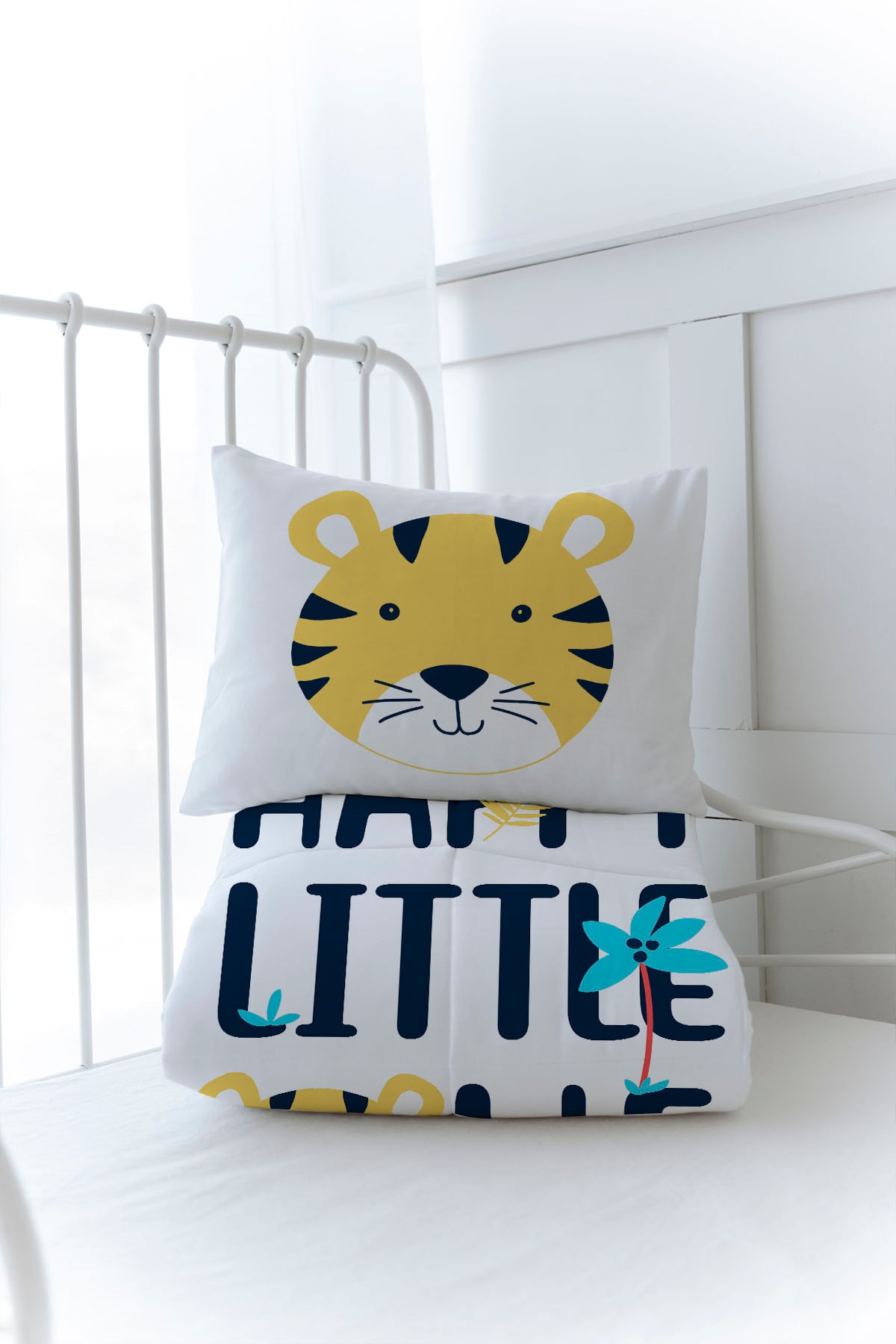 Organik Baskılı Yorgan Seti - Pure Baby Serisi - Happy Lion