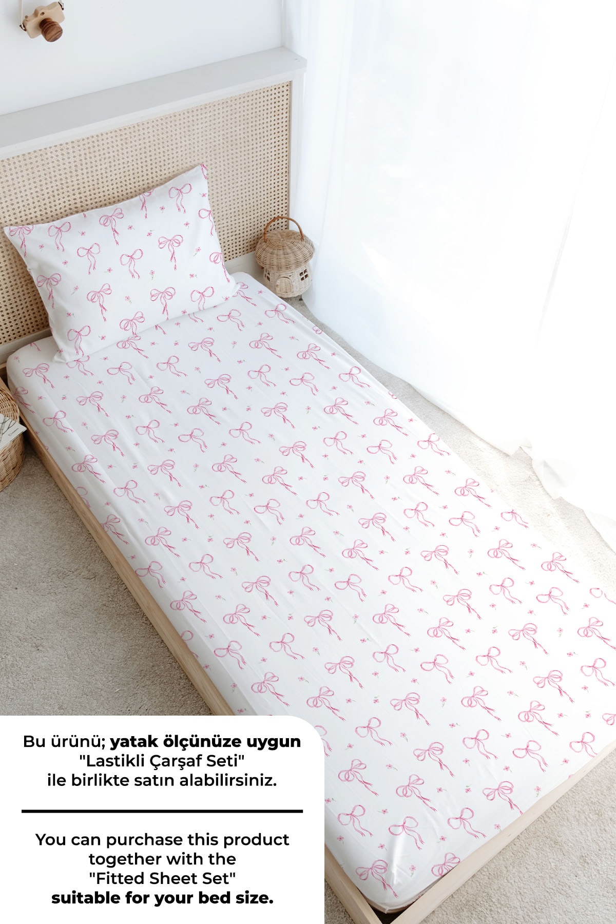 Tek Kişilik Nevresim Takımı (160x220) - Pureline Series - Dainty Bows