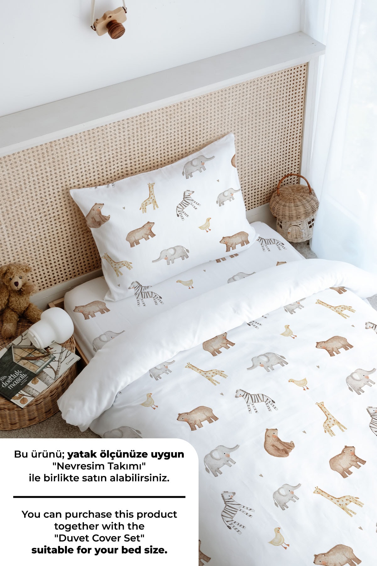 Tek Kişilik Lastikli Çarşaf Seti - Pureline Series - Cute Animals