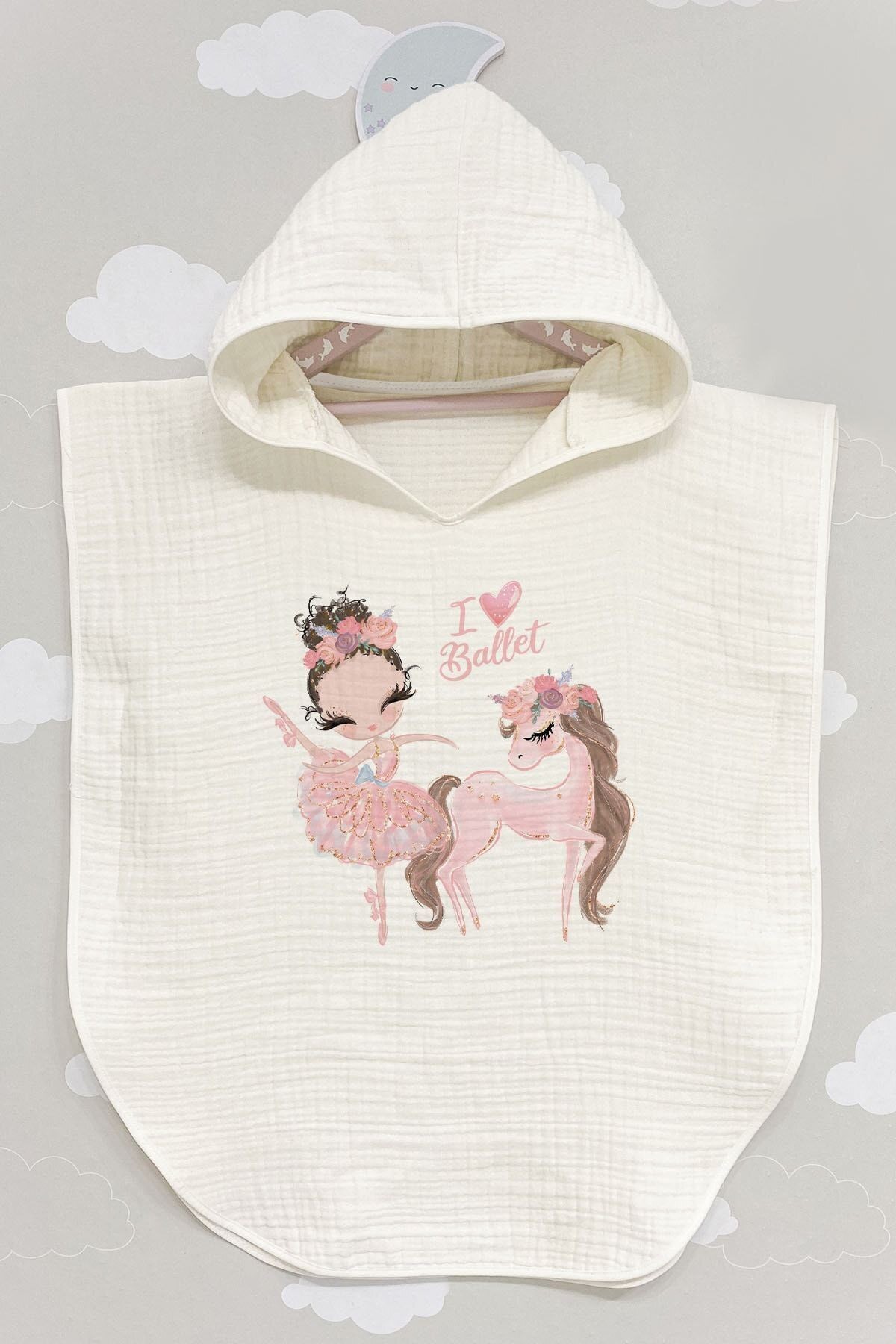 4 Kat Müslin Panço - For Baby Serisi - Pembe Tütülü Balerin Ve Unicorn