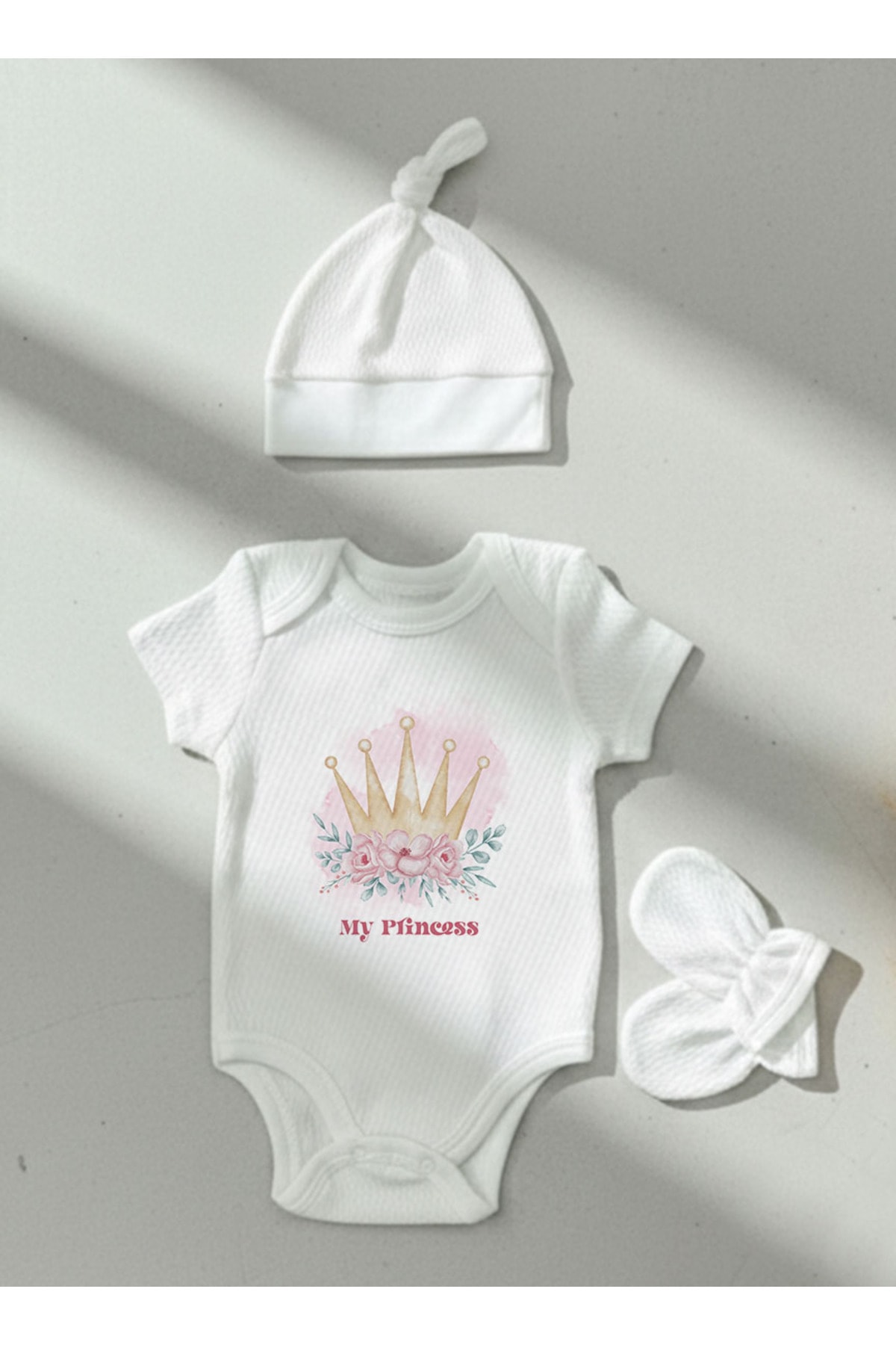 Jakarlı Body Şapka Eldiven - For Baby - Little Princess
