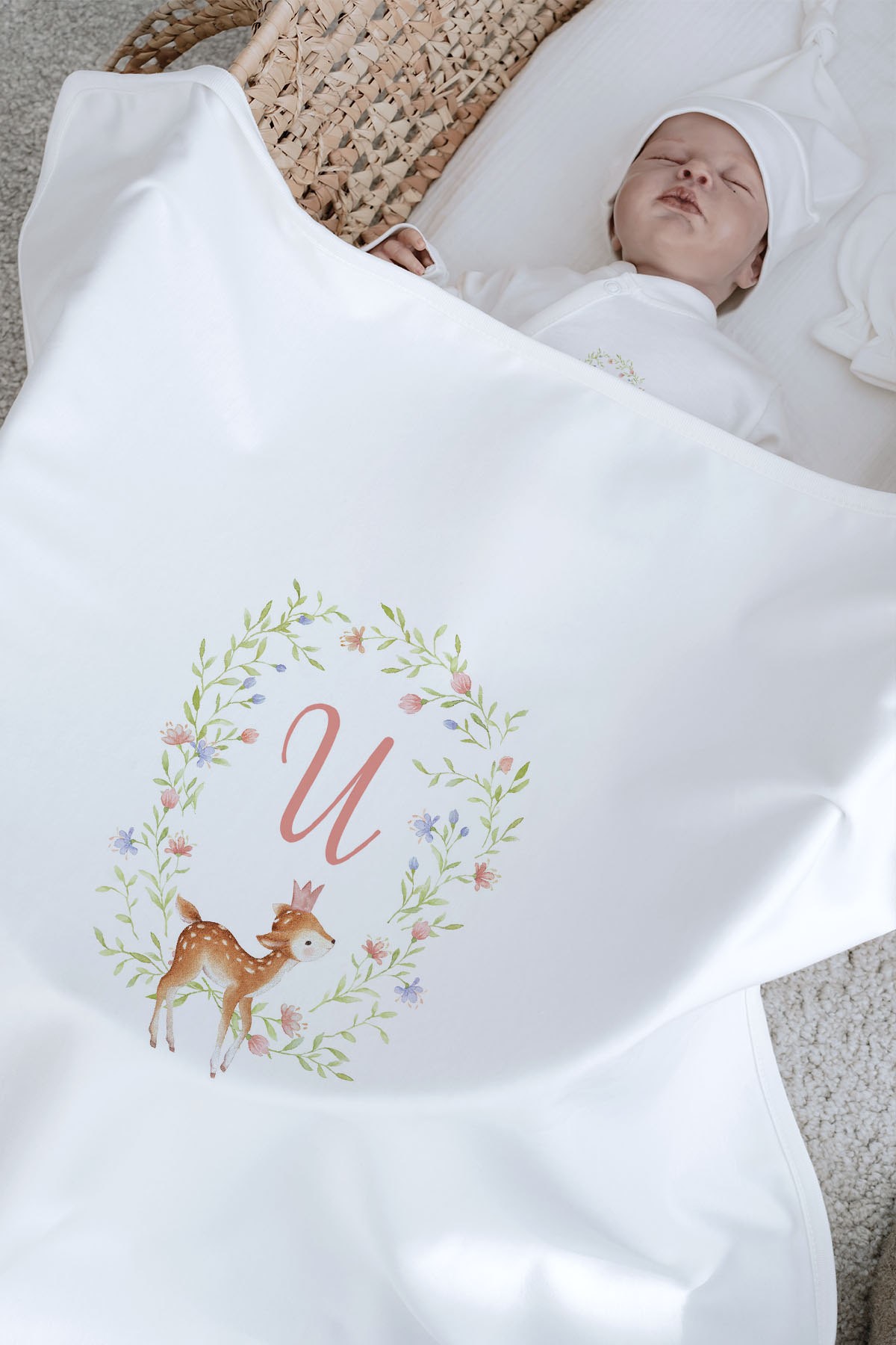 Organik Battaniye - Little Deer Series - U Harfi