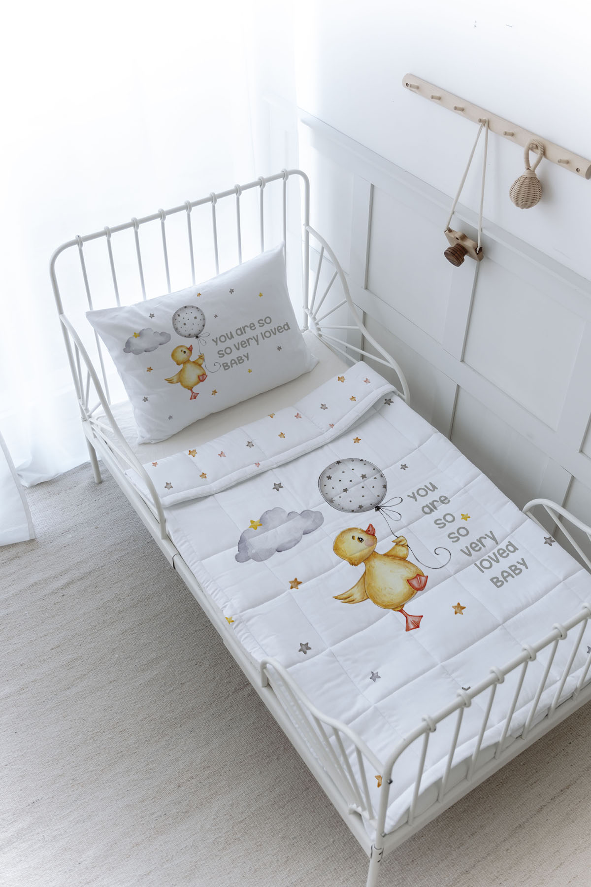 Organik Baskılı Yorgan Seti - Pure Baby Serisi - Sevimli Ördek