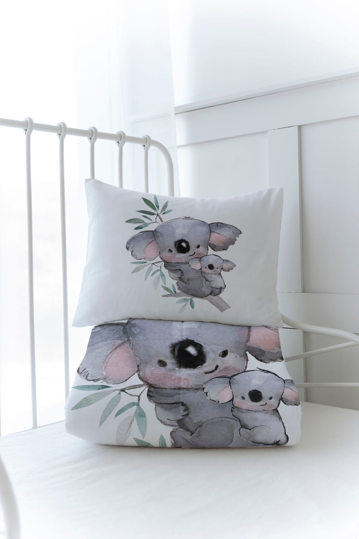 Organik Baskılı Yorgan Seti - Pure Baby Serisi - Bebek ve Anne Koala