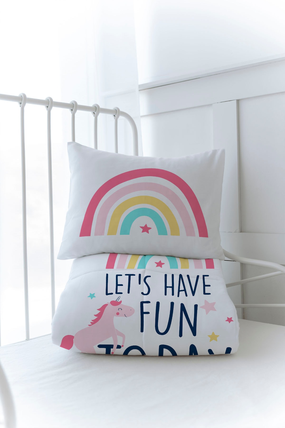 Organik Baskılı Yorgan Seti - Pure Baby Serisi - Unicorn Fun