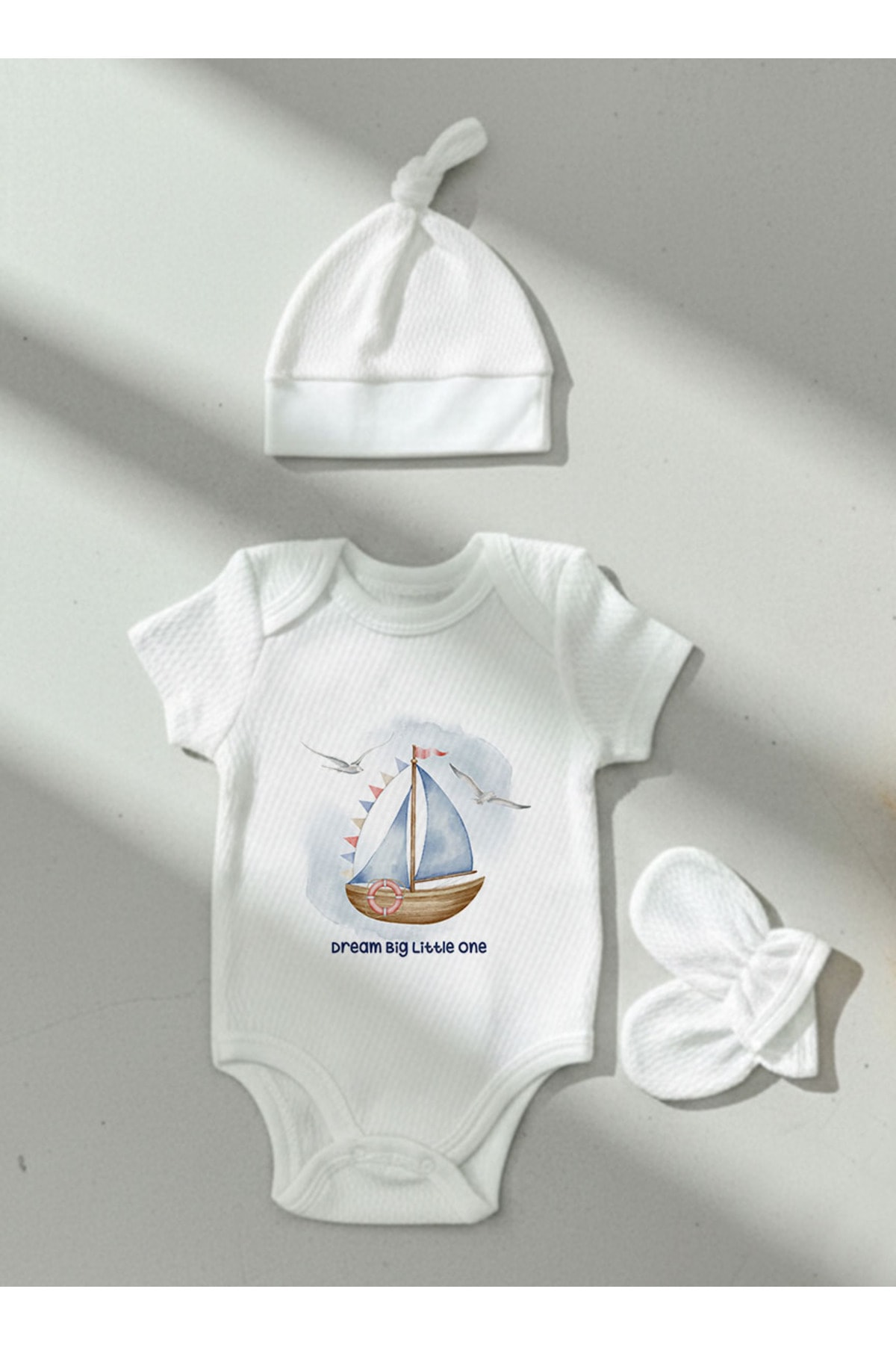 Jakarlı Body Şapka Eldiven - For Baby - Little Sailor
