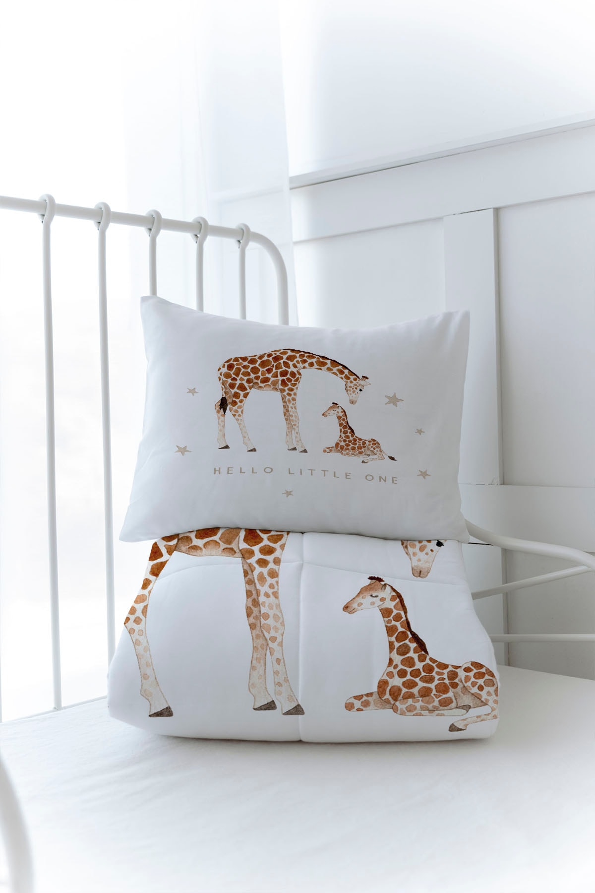 Organik Baskılı Yorgan Seti - Royal Series - Baby Giraffe