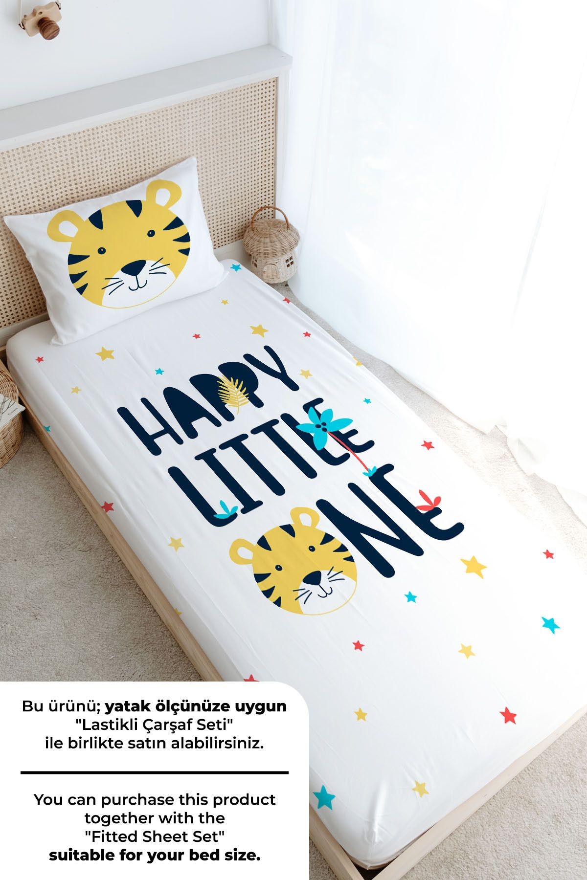 Tek Kişilik Nevresim Takımı (160x220) - Pure Baby Serisi - Happy Lion