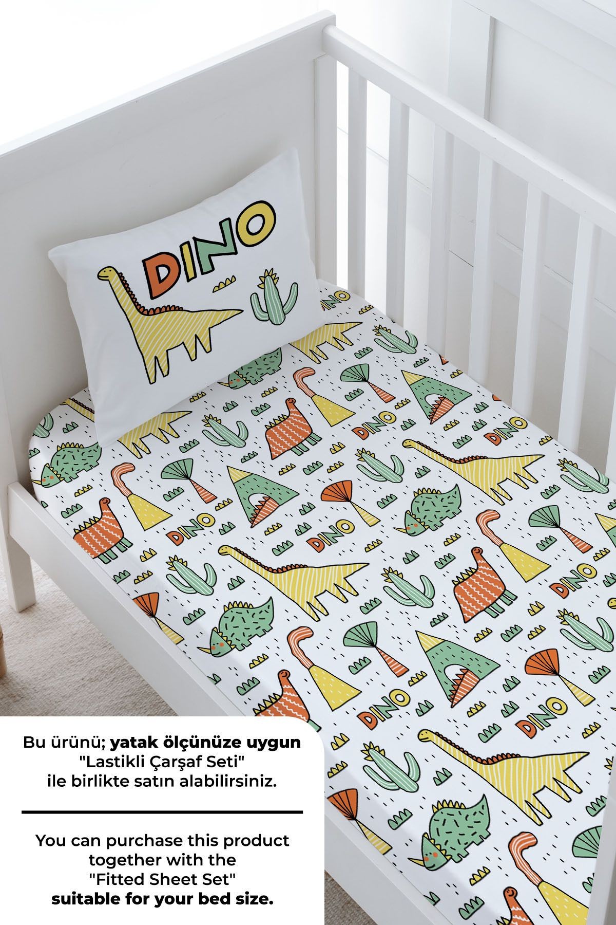 Bebek Boy Nevresim Takımı - Pure Baby Serisi - Dino ve Kaktüsler