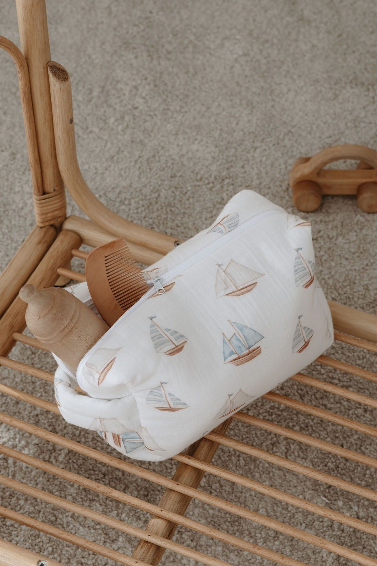 Müslin Bakım Çantası - Pureline Series - Sail Boats