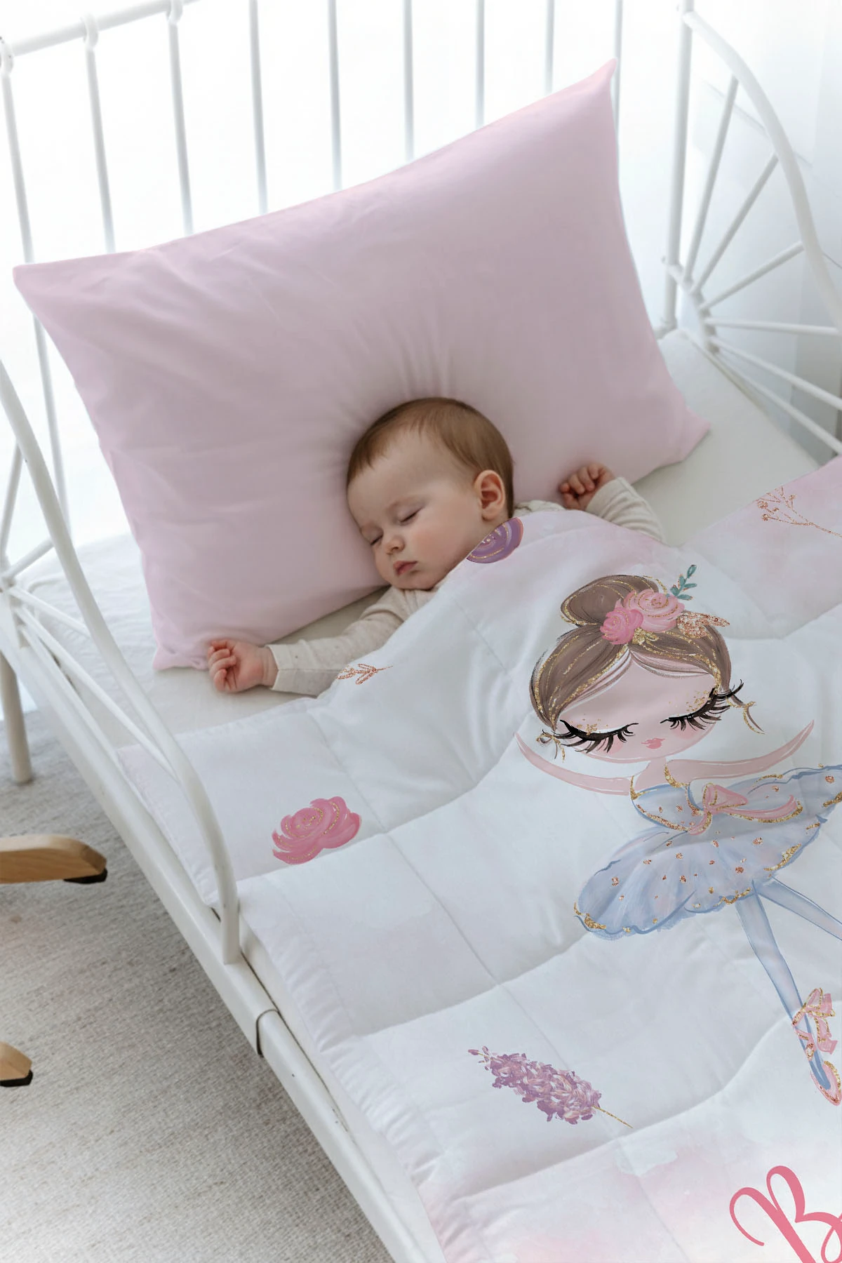 Organik Baskılı Yorgan Seti - Pure Baby Serisi - Yıldız Tutan Ayı