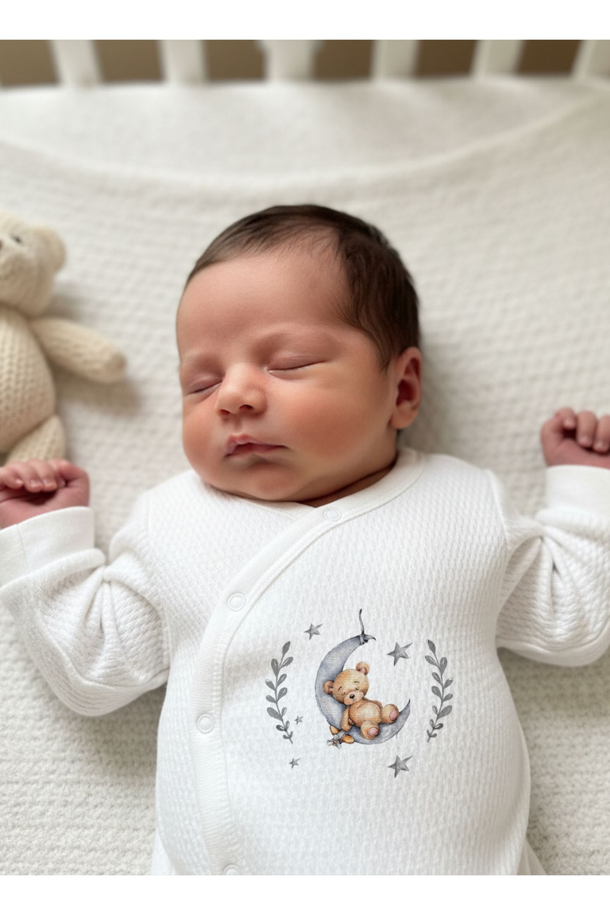 Jakarlı Tulum Şapka Eldiven - For Baby - Ayda Uyuyan Ayı