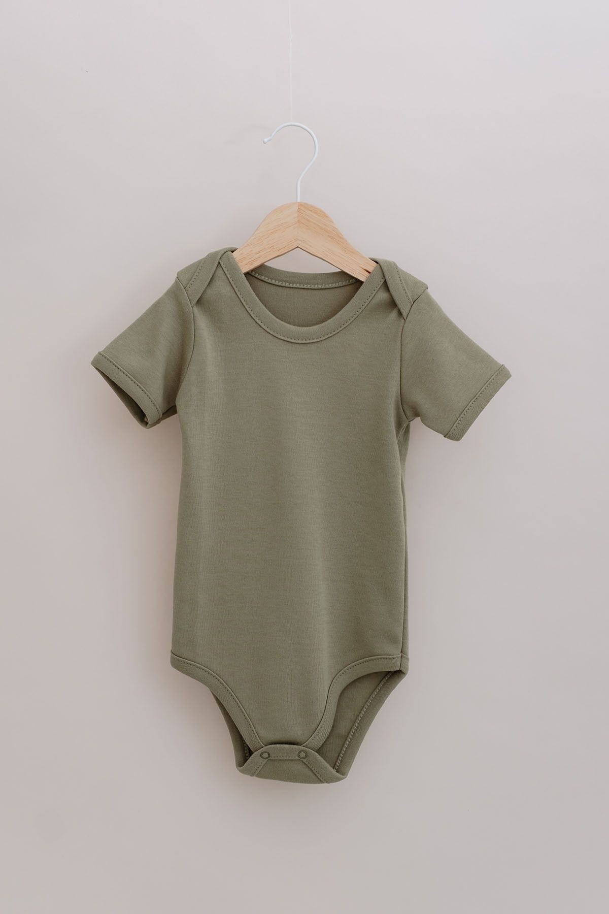 Kısa Kollu Bebek Body - Pureline Series - Haki