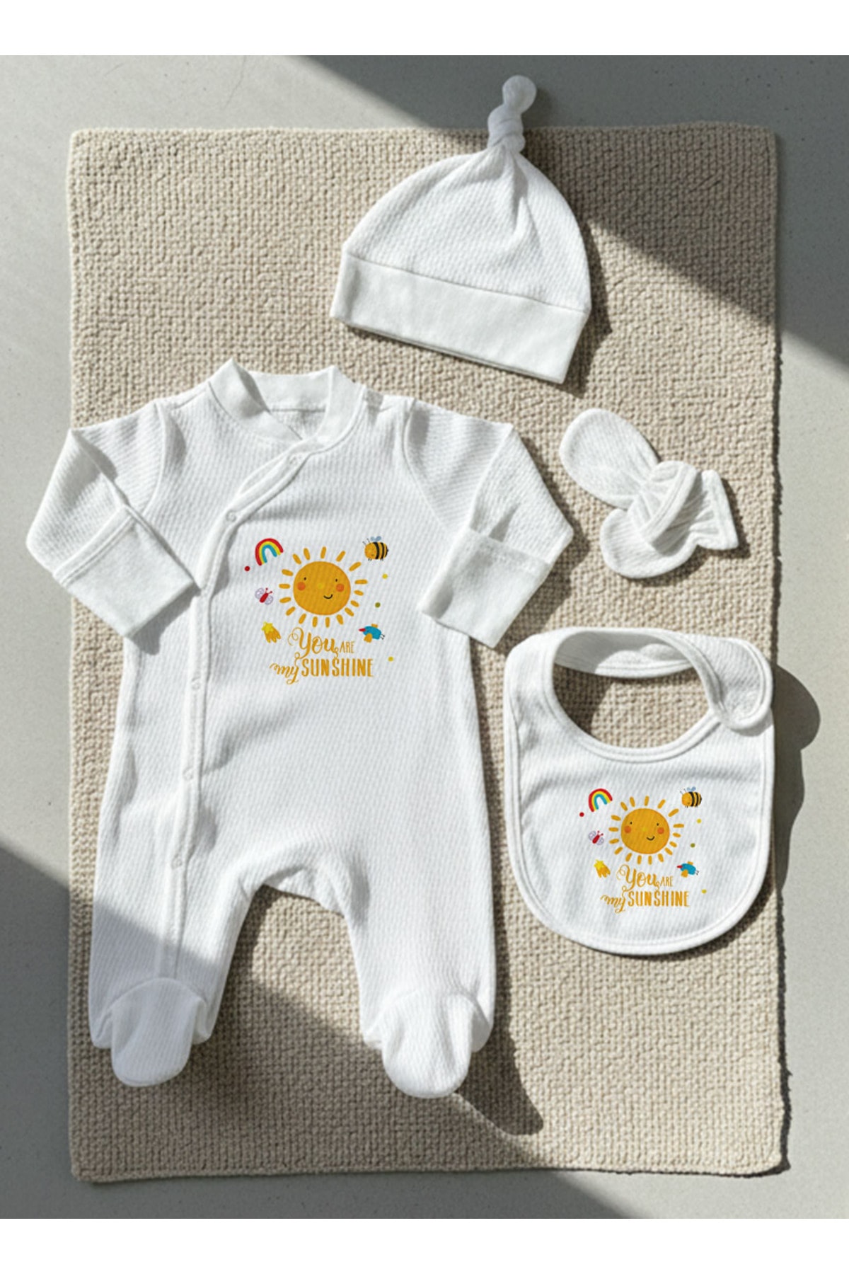 Jakarlı Tulum Seti - For Baby - Gülen Pastel Güneş