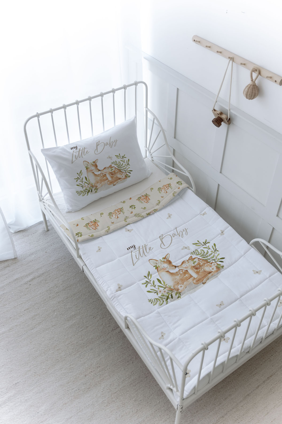 Organik Baskılı Yorgan Seti - For Baby Serisi - Mom and Baby Deer