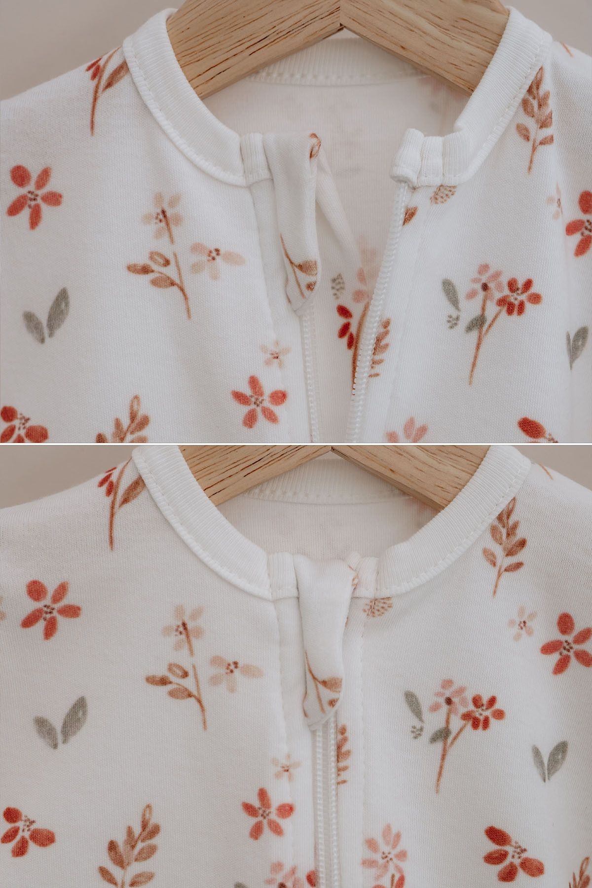 Fermuarlı Patikli Bebek Tulumu - Pureline Series - Soft Bloom