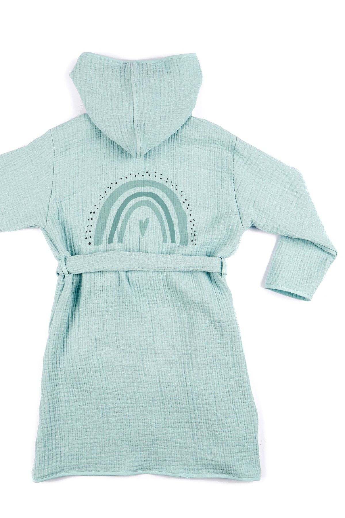 4 Kat Müslin Bornoz - Policolor Serisi - Bow - mint mavi