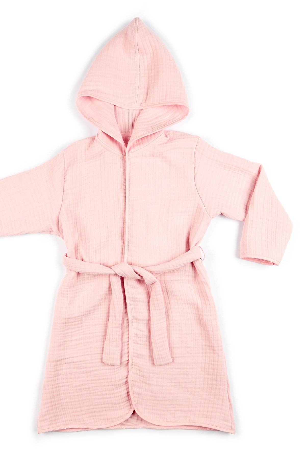 4 Kat Müslin Bornoz - Policolor Serisi - Dot - toz pembe