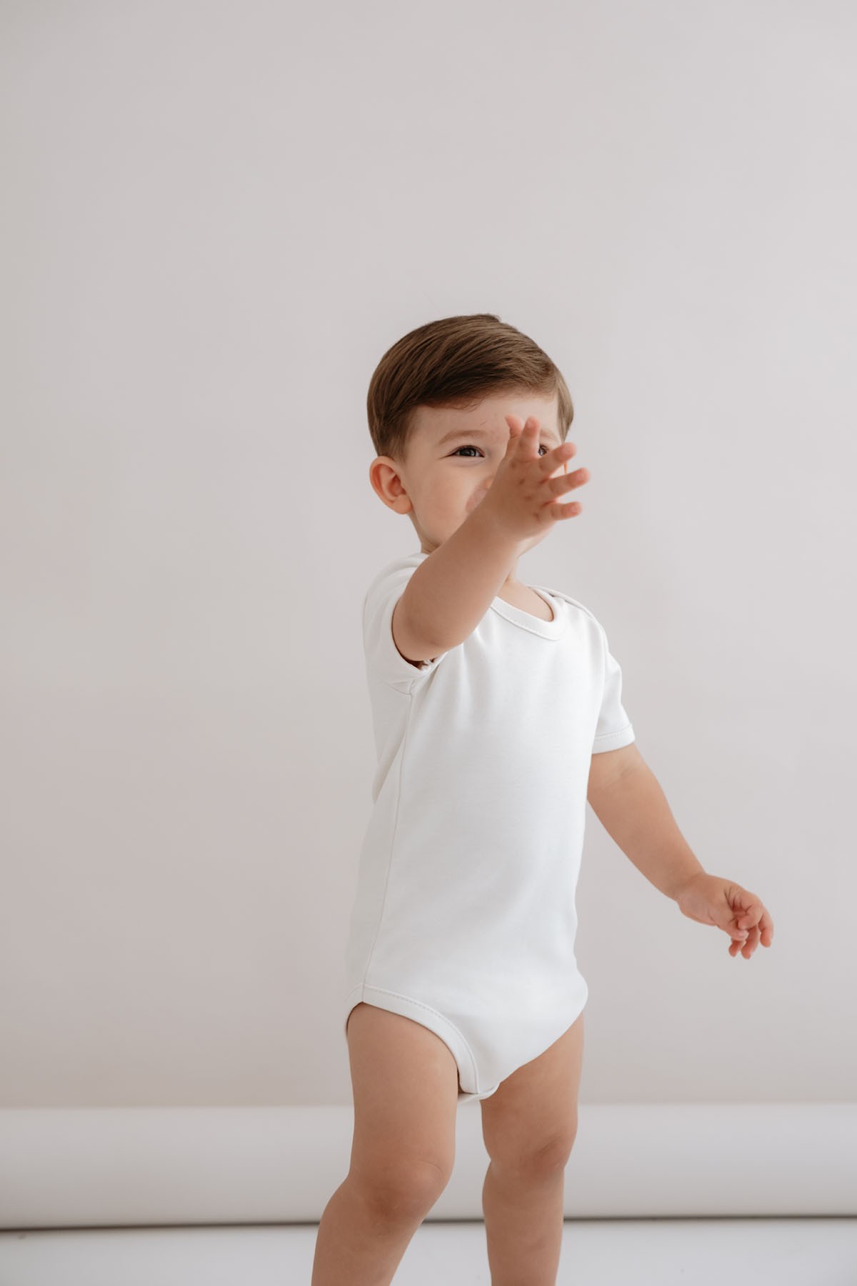 Kısa Kollu Bebek Body - Pureline Series - Taş Rengi