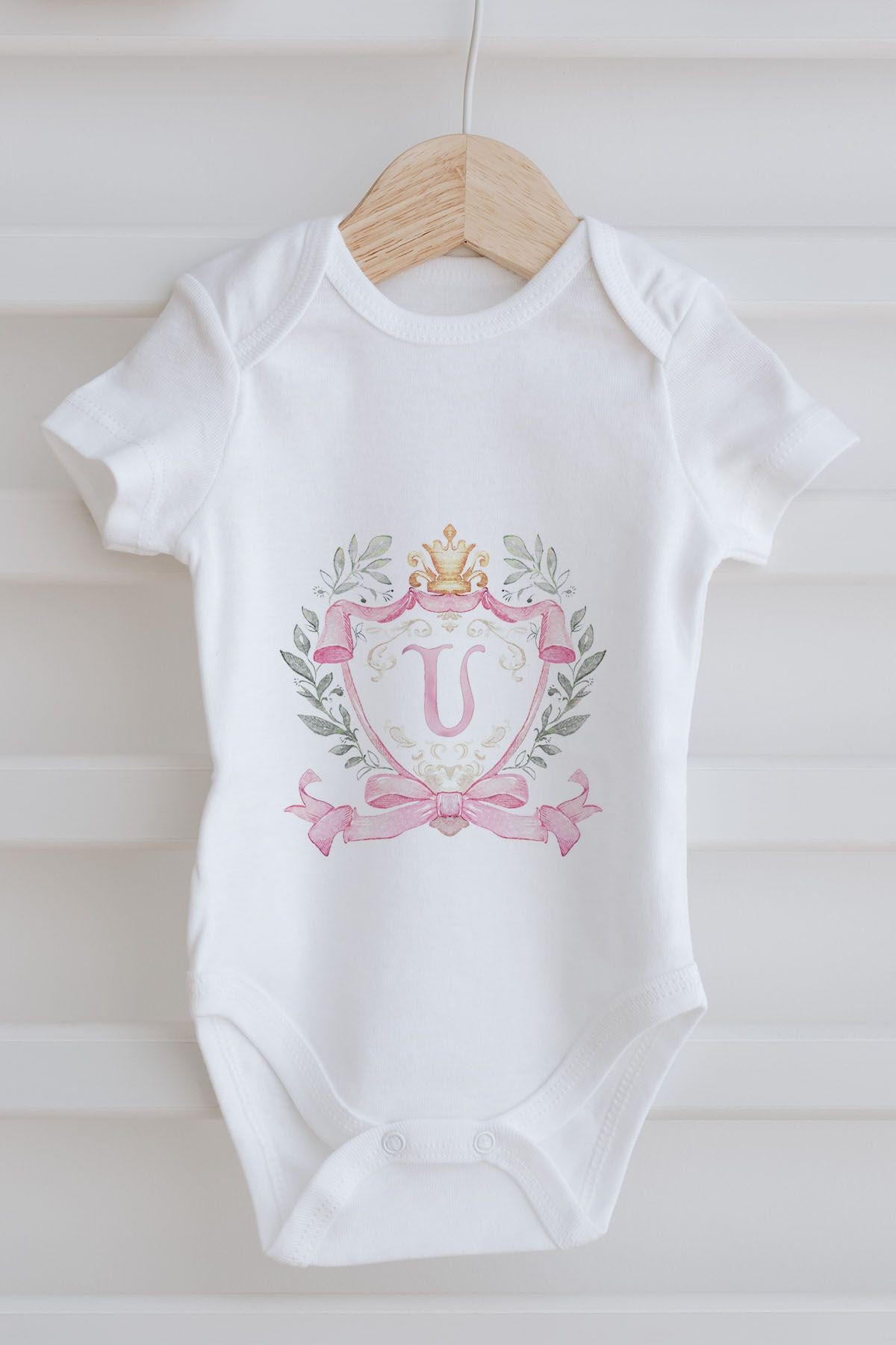 3'lü Bebek Body - Pink Royal Series  - U Harfi