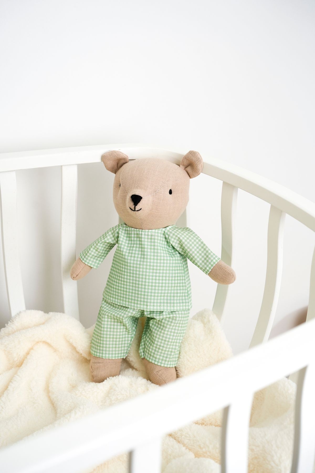 Pijamalı Ayı Uyku Arkadaşı - yeşil ekoseli pijama