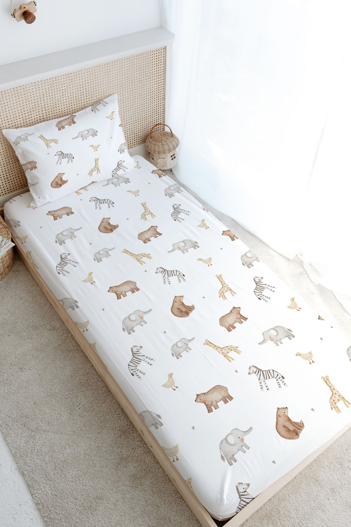 Tek Kişilik Lastikli Çarşaf Seti - Pureline Series - Cute Animals