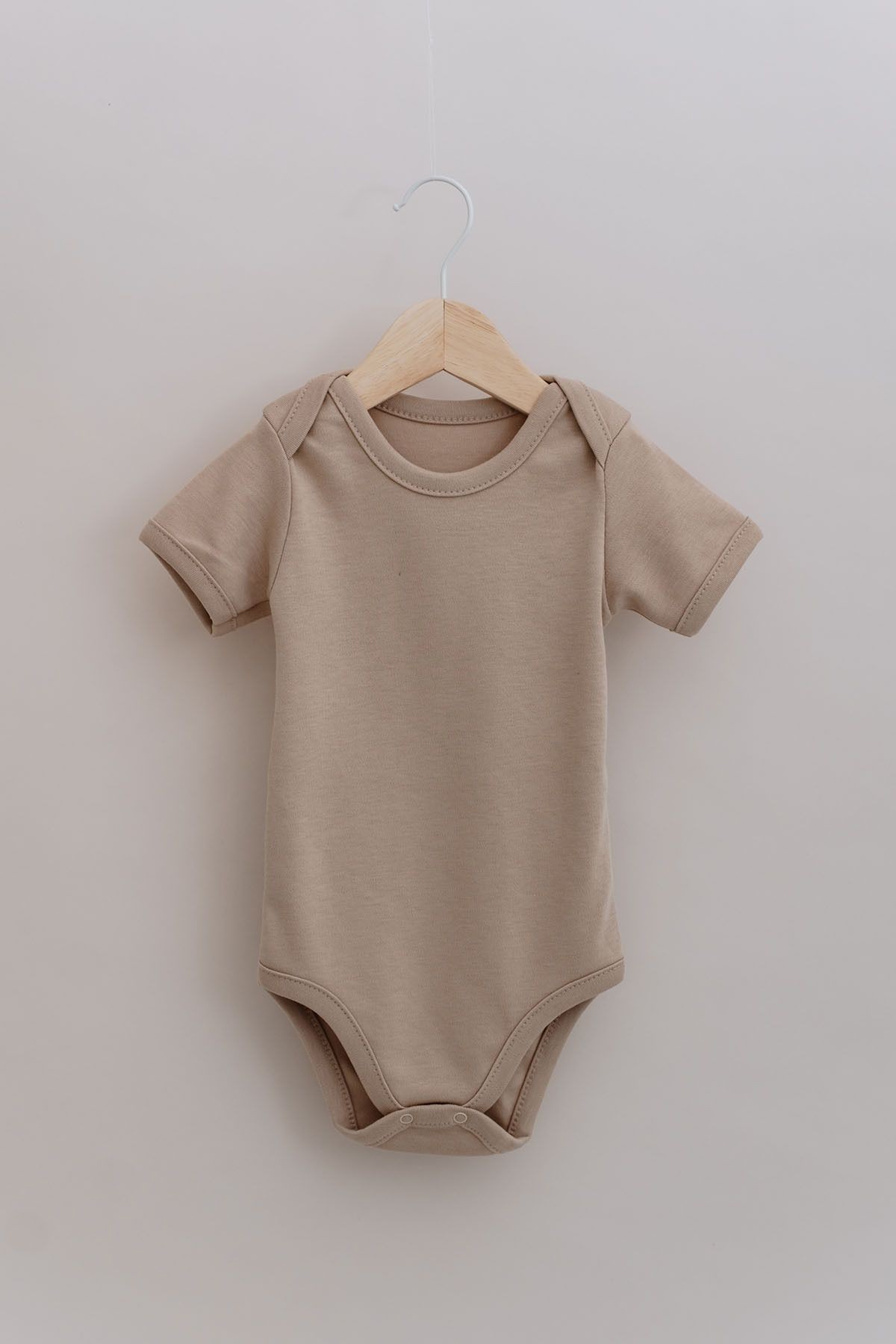 Kısa Kollu Bebek Body - Pureline Series - Kahverengi