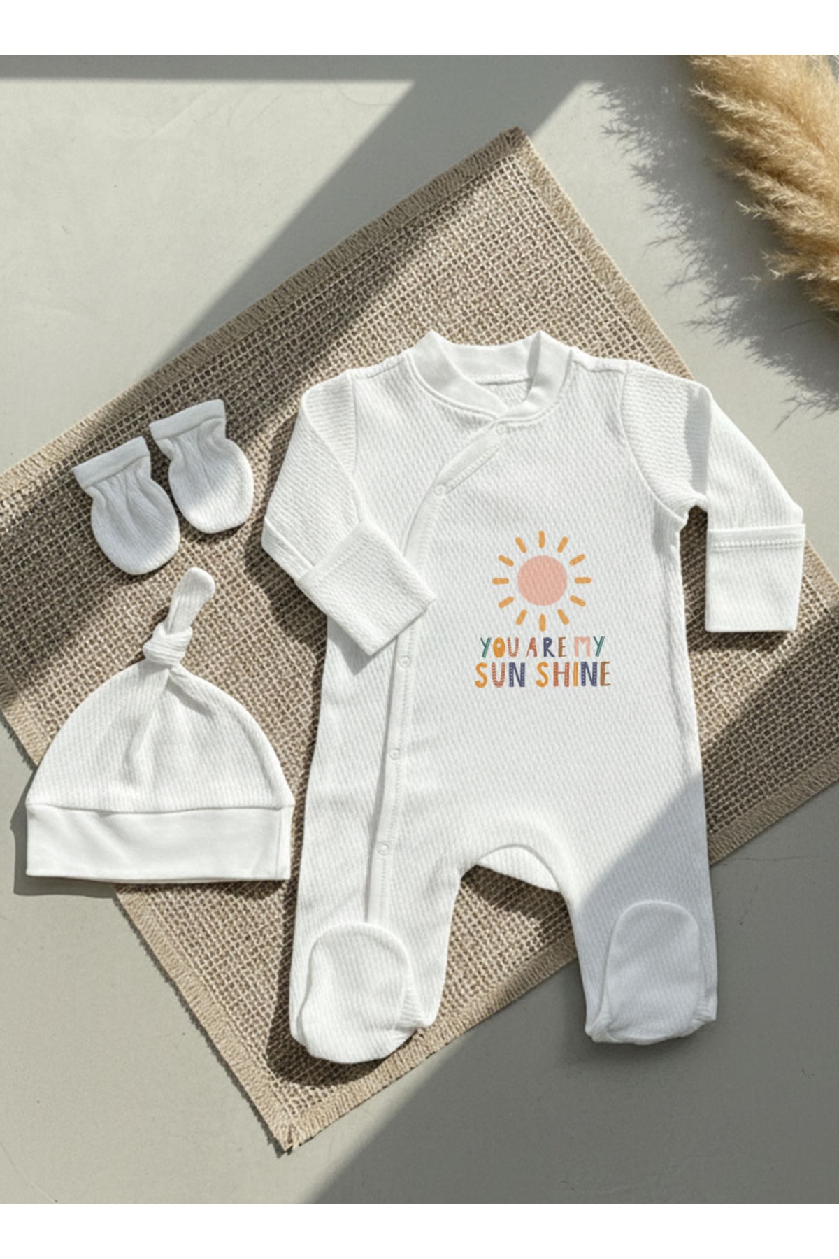 Jakarlı Tulum Şapka Eldiven - Little Baby - You Are My Sunshine