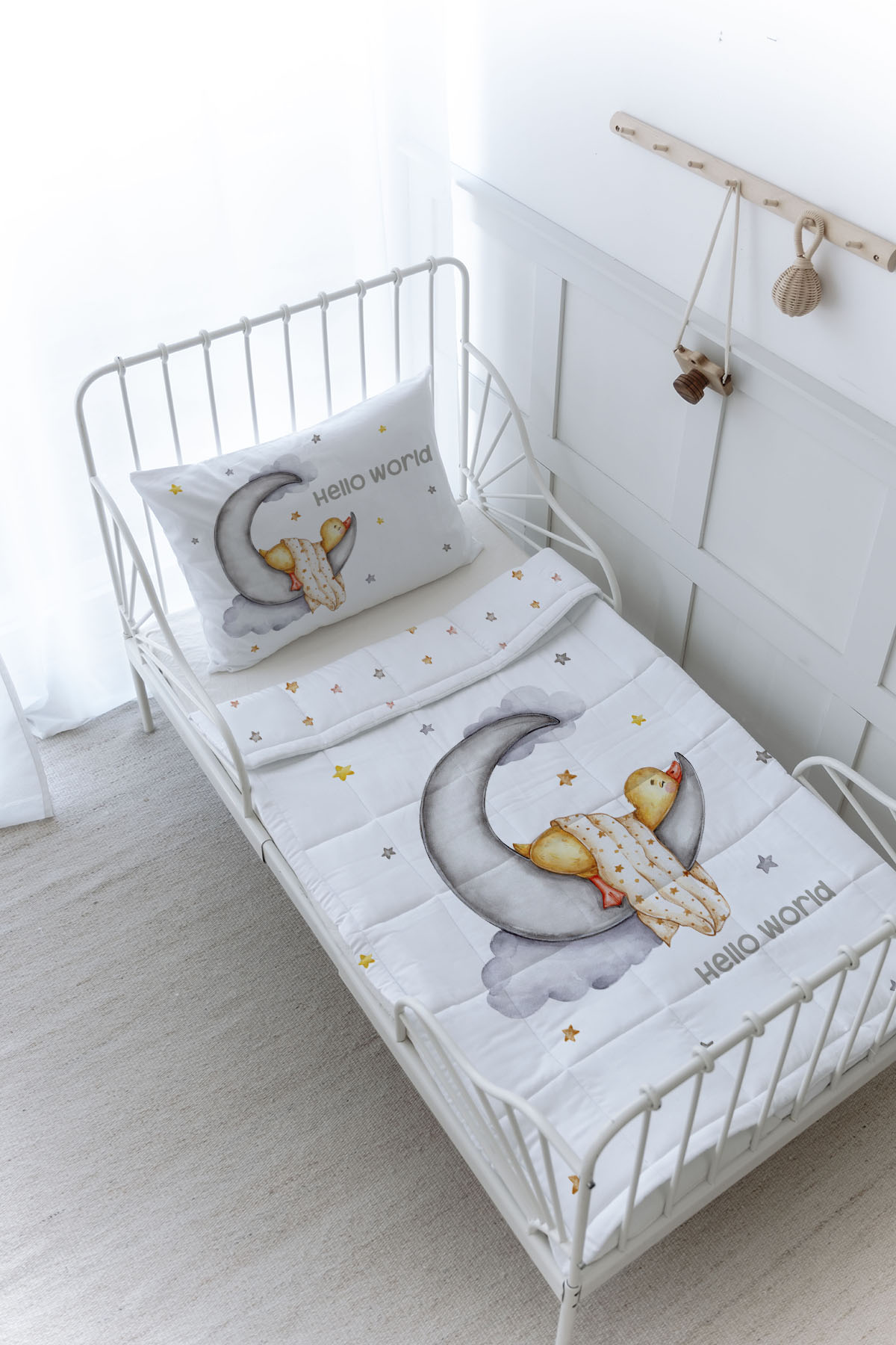 Organik Baskılı Yorgan Seti - Pure Baby Serisi - Ayda Uyuyan Ördek