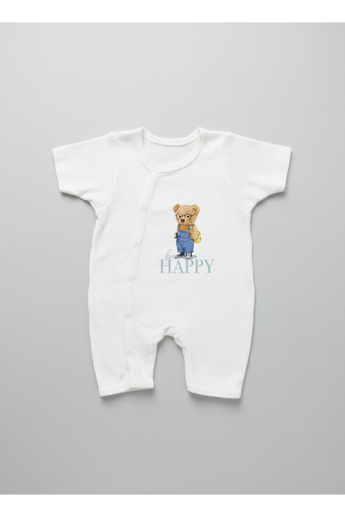 Jakarlı Romper Body - Pure Baby - Salopetli Ayıcık