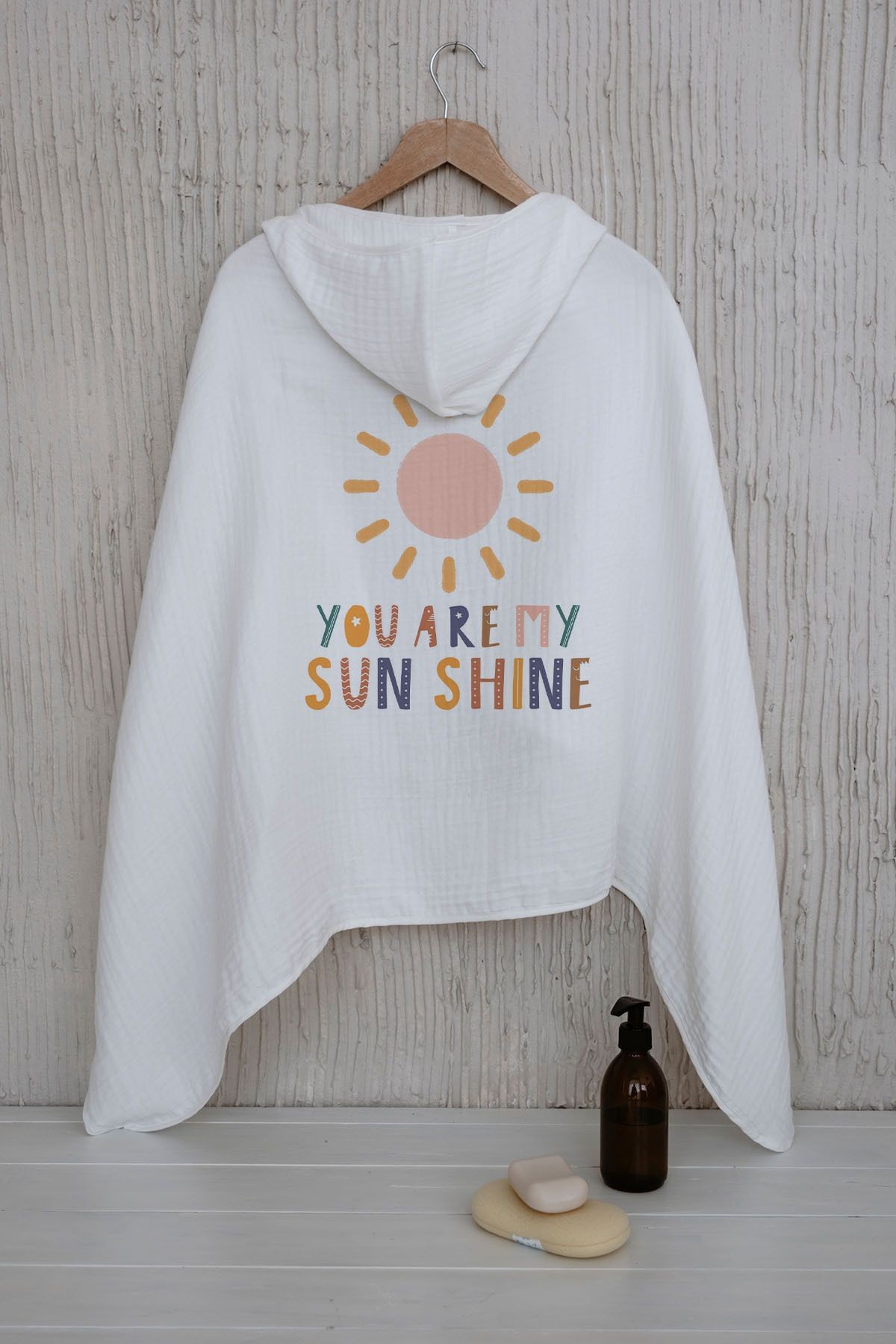 4 Kat Müslin Kapüşonlu Havlu - Little Baby Serisi - You Are My Sun Shine