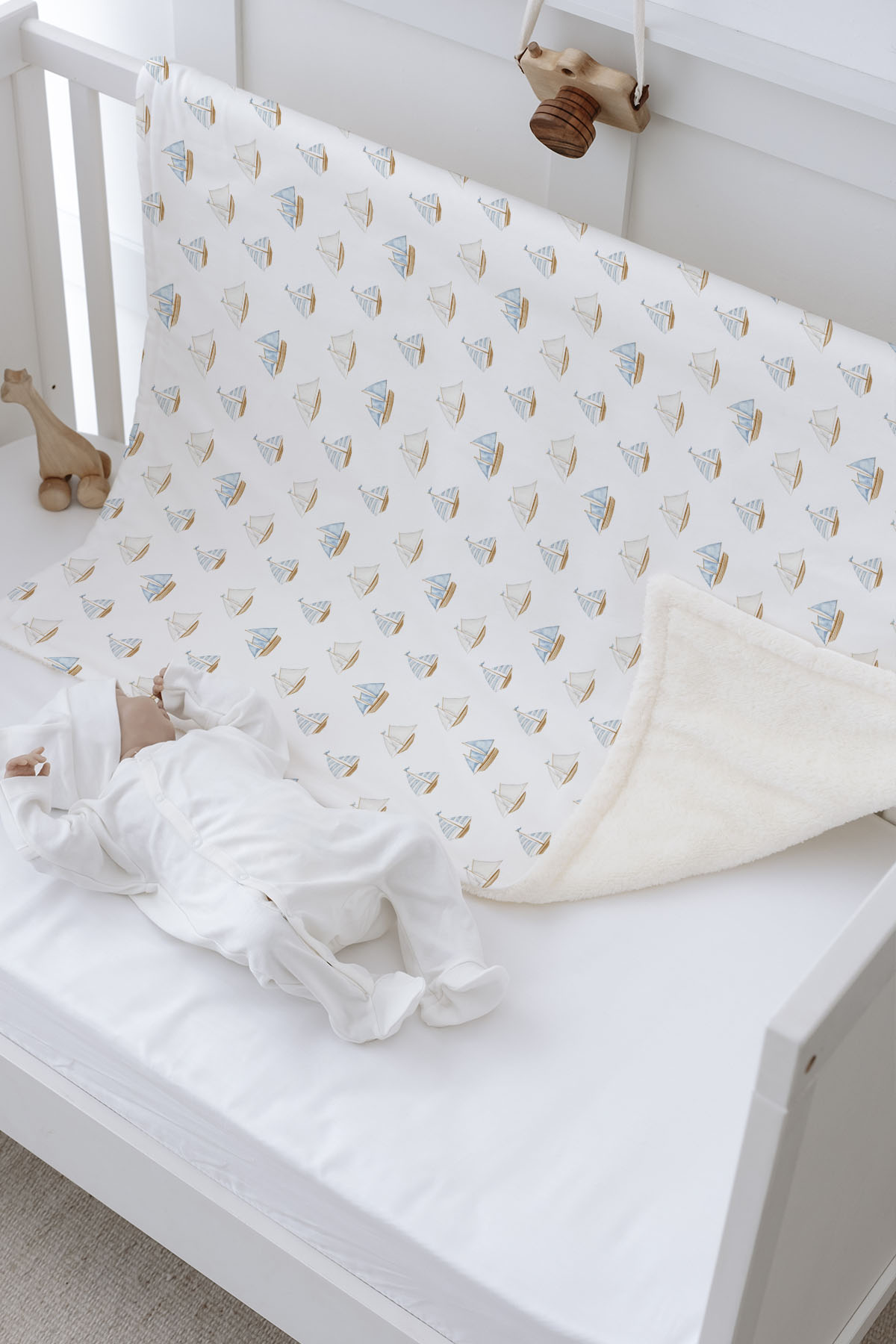 Peluş Çift Yüz Battaniye - Pureline Series - Sail Boats