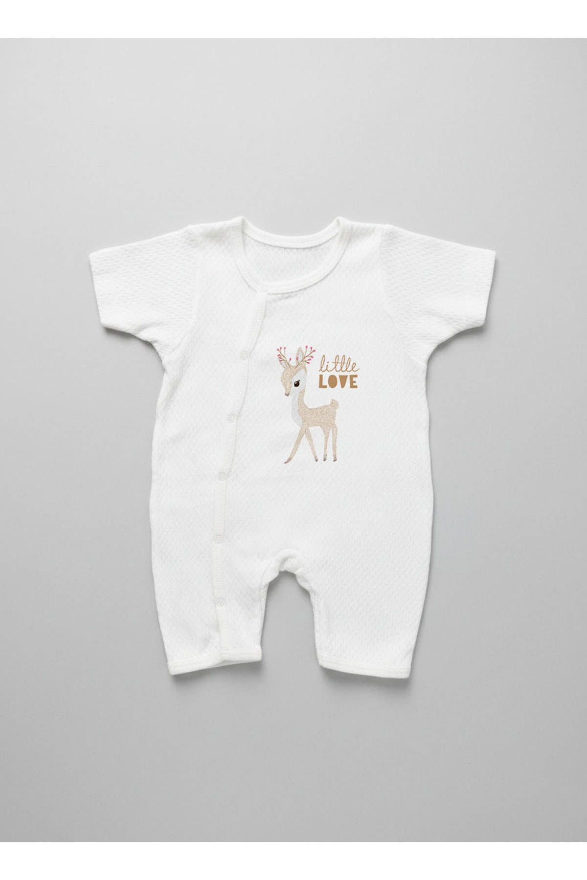 Jakarlı Romper Body - Pure Baby - Çiçek Boynuzlu Geyik