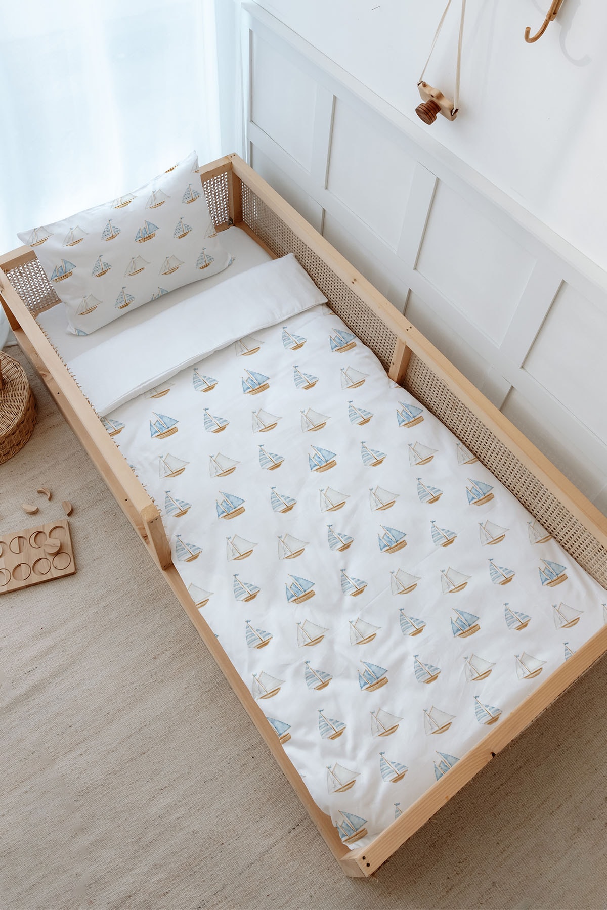 Montessori Nevresim Takımı (100x200) - Pureline Series - Sail Boats