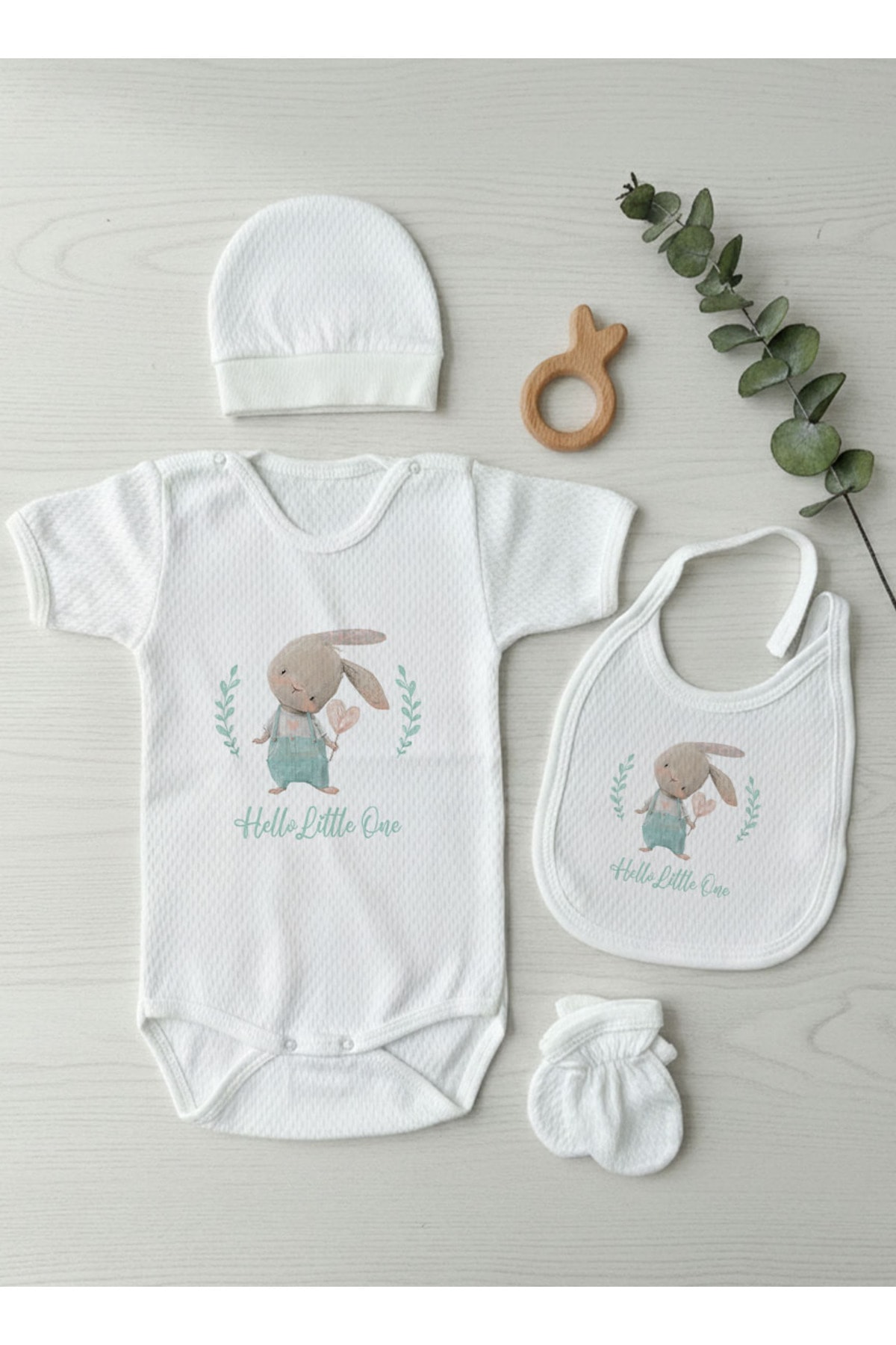 Jakarlı Body Seti - For Baby - Salopetli Tavşan