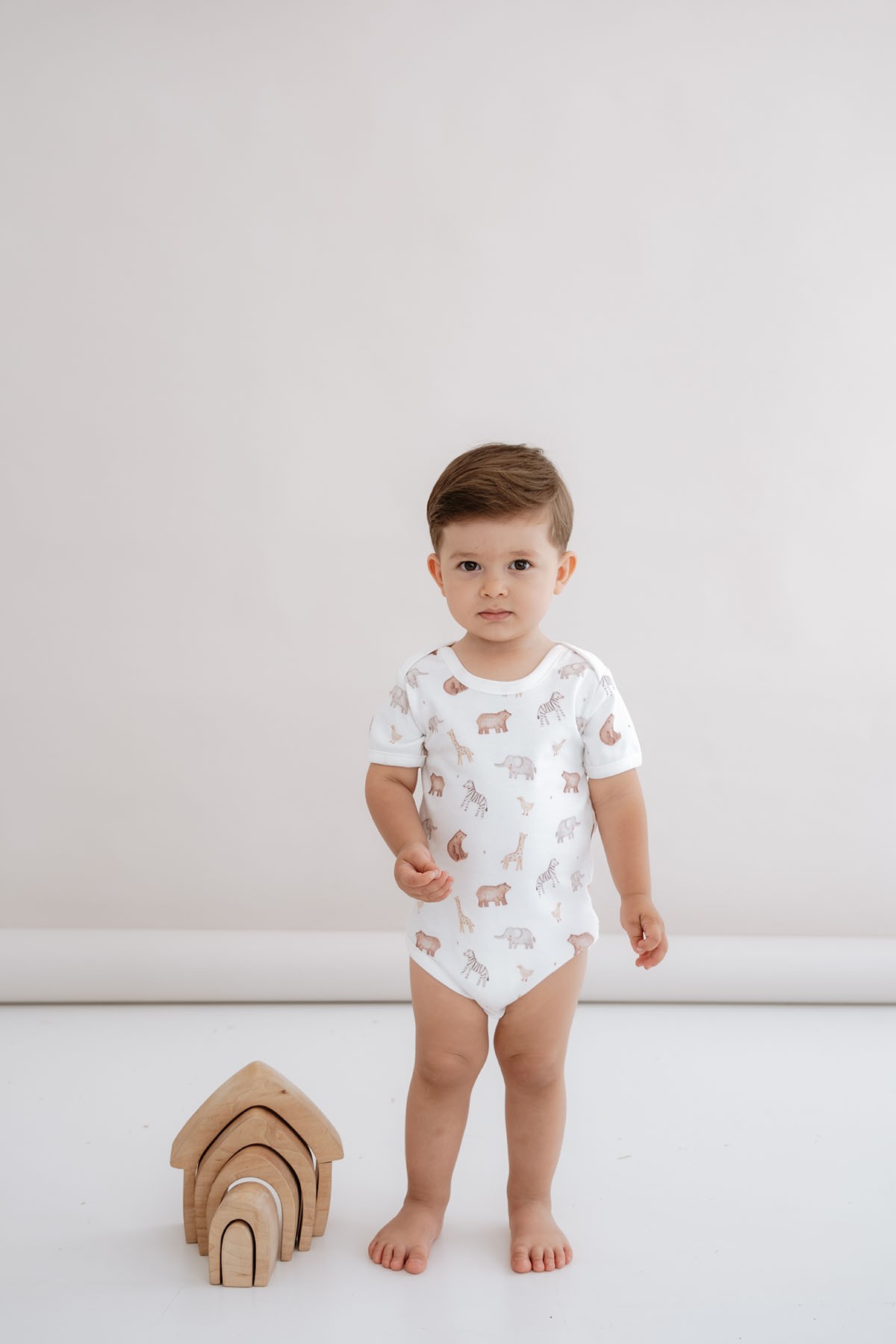 Kısa Kollu Bebek Body - Pureline Series - Cute Animals