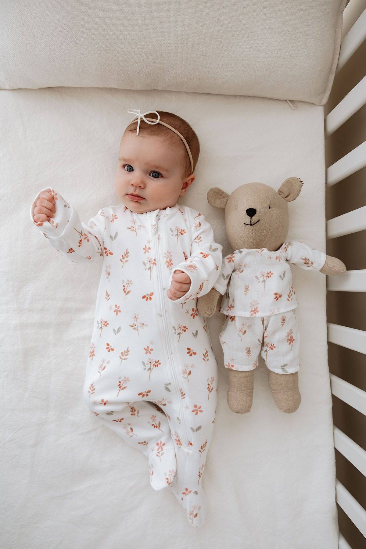 Fermuarlı Patikli Bebek Tulumu - Pureline Series - Soft Bloom