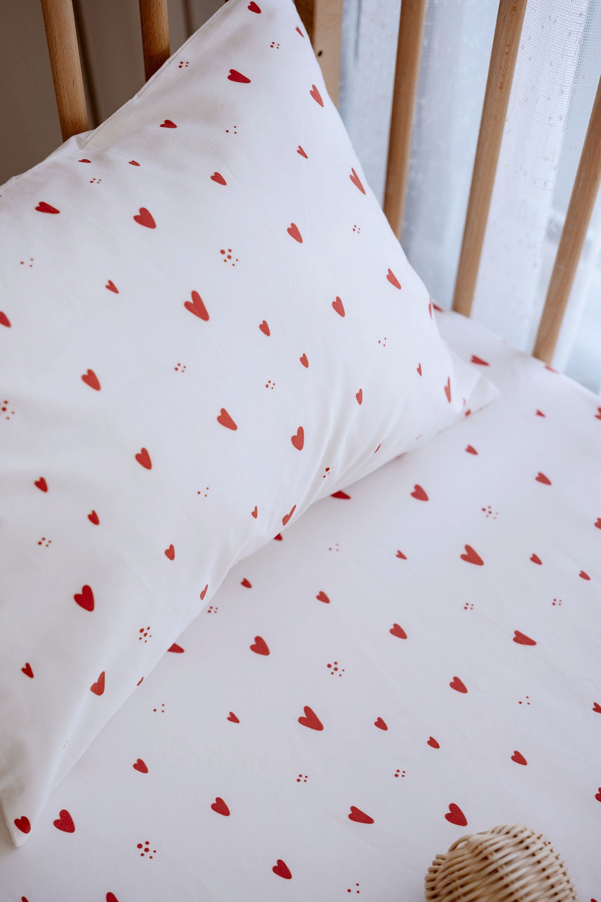 Tba Collection 80x140 Poplin Lastikli Çarşaf Seti - Red Hearts