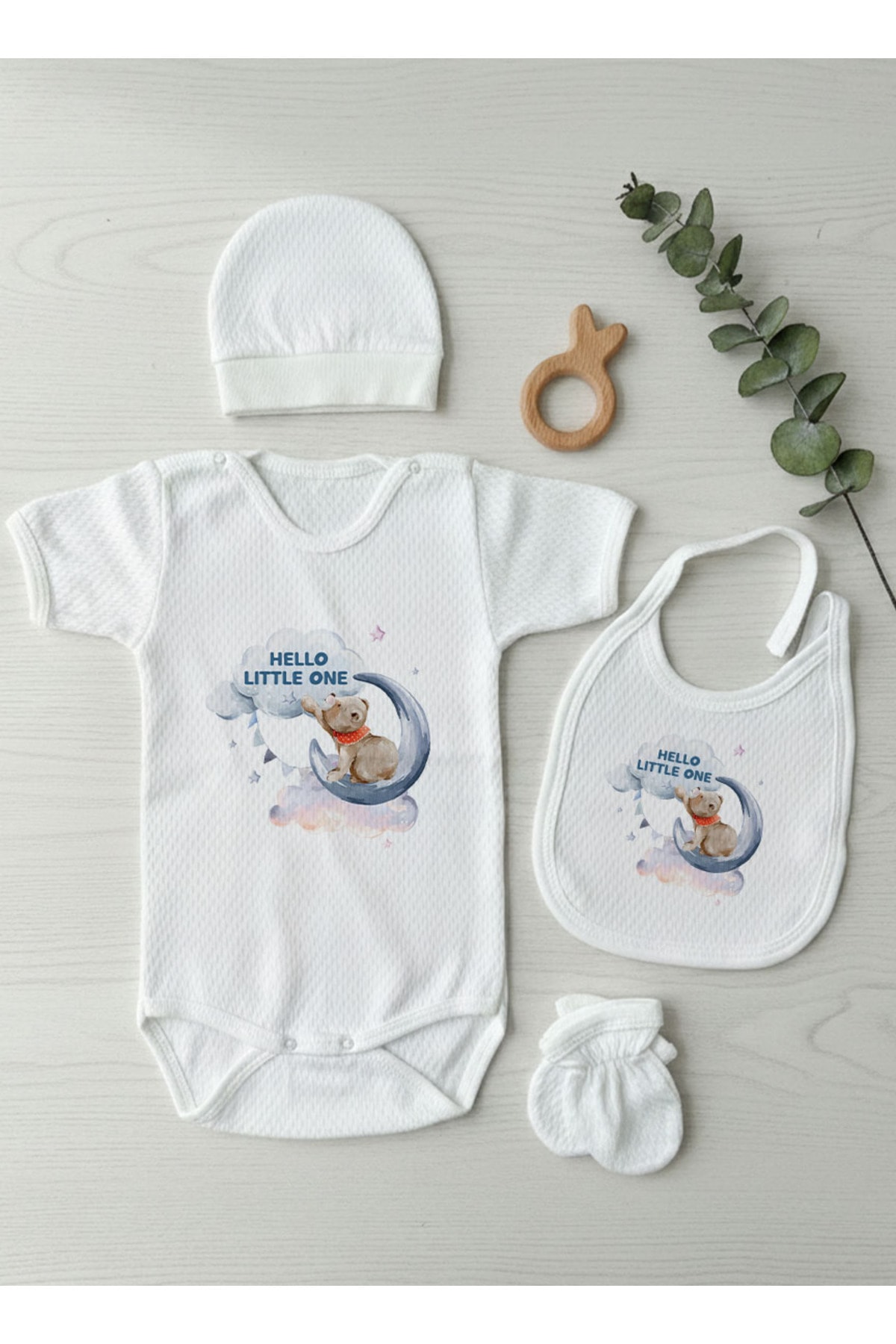Jakarlı Body Seti - For Baby - Aya Uzanan Ayı