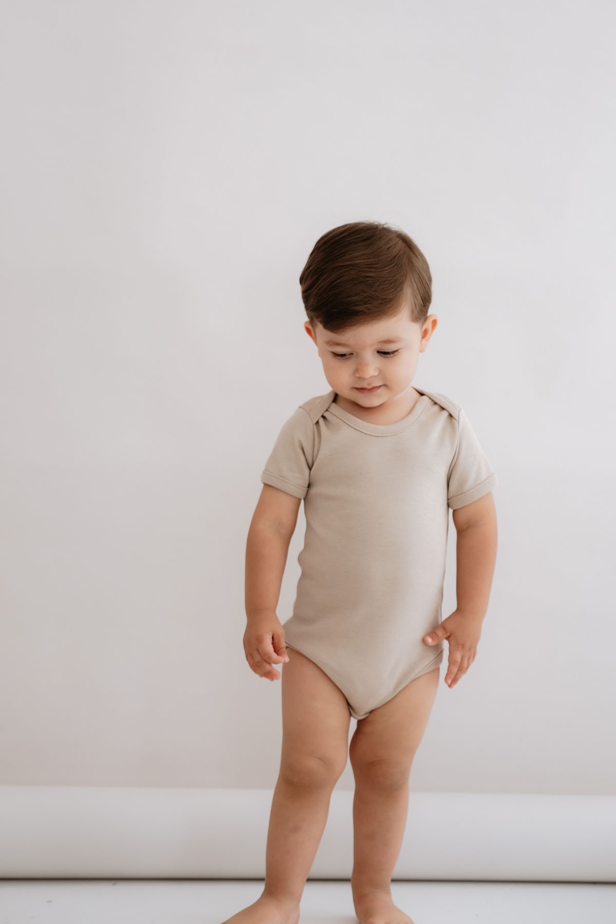Kısa Kollu Bebek Body - Pureline Series - Kahverengi